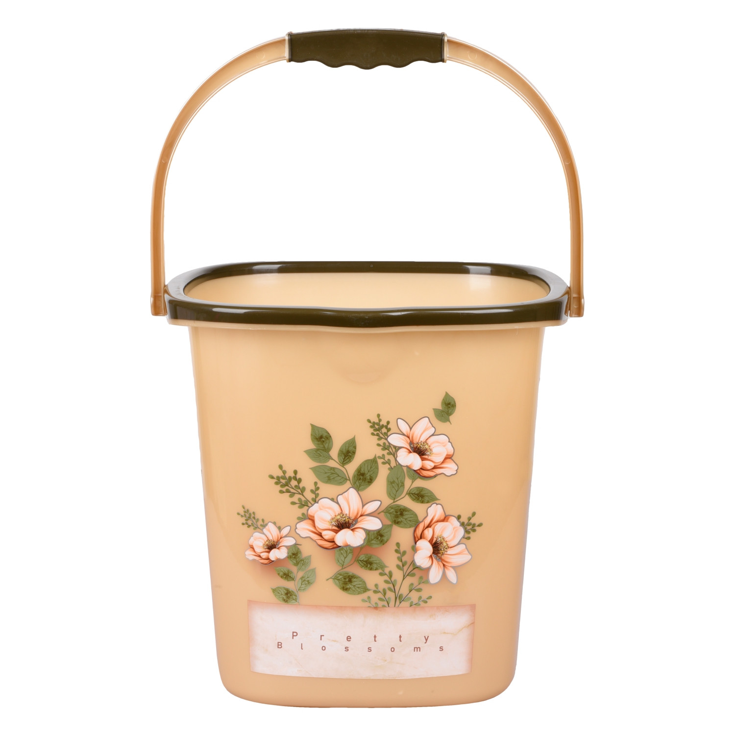 Kuber Industries Bathroom Set | Plastic Bathroom Combo Set | Bucket-Stool-Mug-Dustbin-Soap Holder Set for Bathroom | Modern Bath Set | Printed Bathroom Set | Set of 5 | Cream