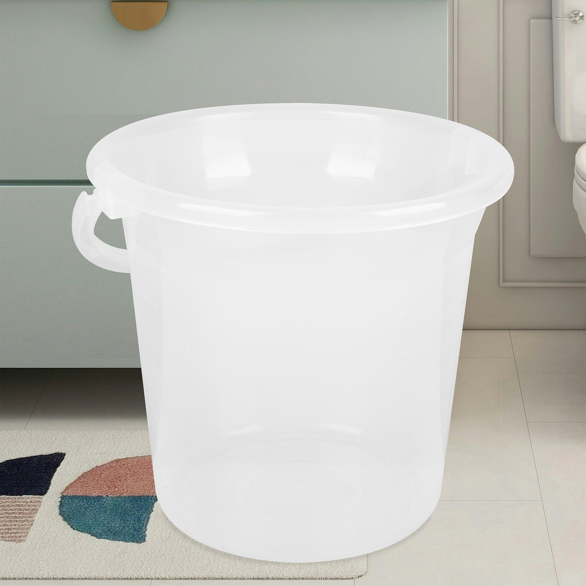 Kuber Industries Bathroom Set | Plastic Bathroom Combo Set | Bucket-Stool-Mug Set for Bathroom | Modern Bath Set | Bathroom Accessories Set | Set of 3 | Transparent