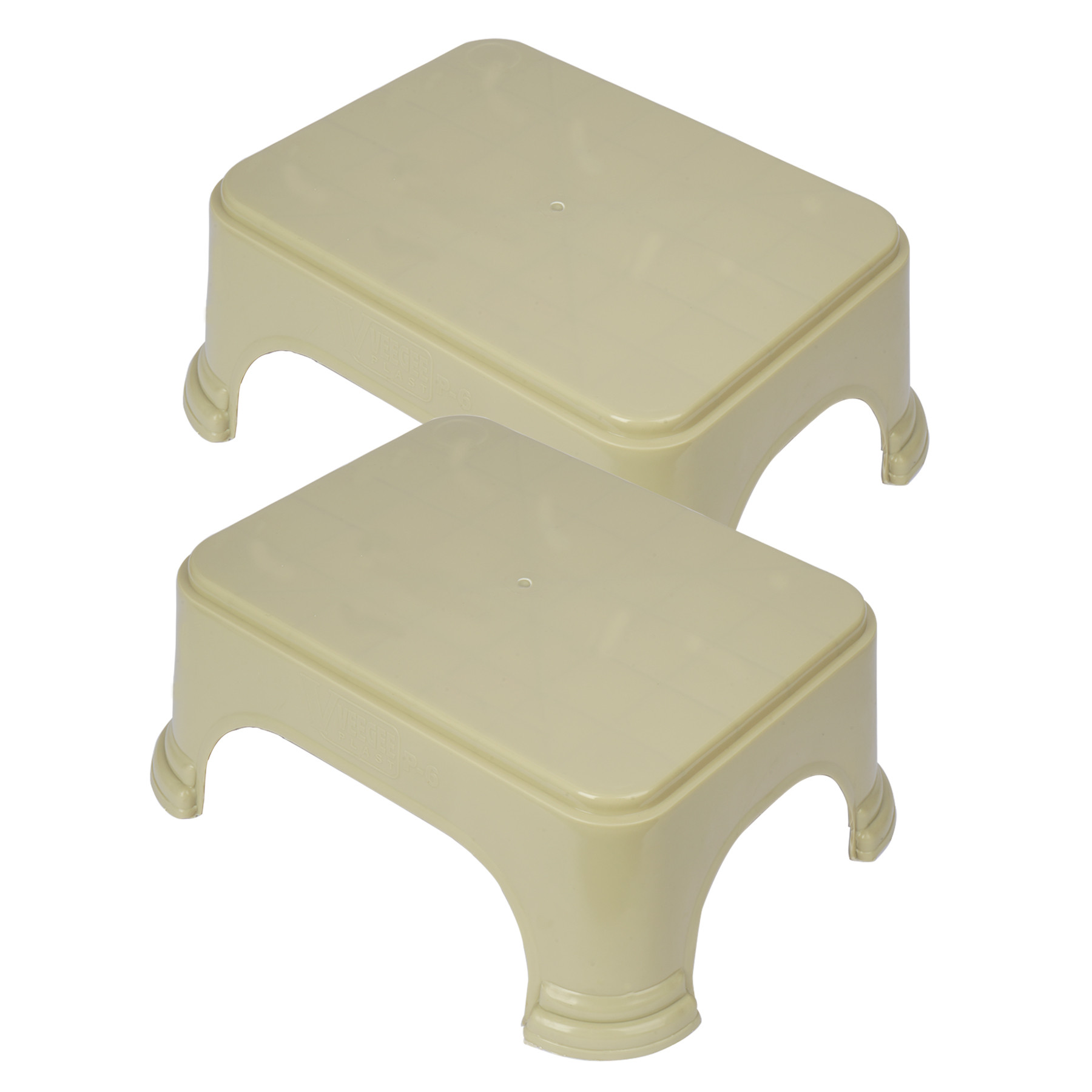 Kuber Industries Bathroom Stool | Bathroom Plain Square Stool | Plastic Stool For Bathroom | Stool for Kitchen | Bathroom Patla | Support Stool for Bathroom | P6 | Beige