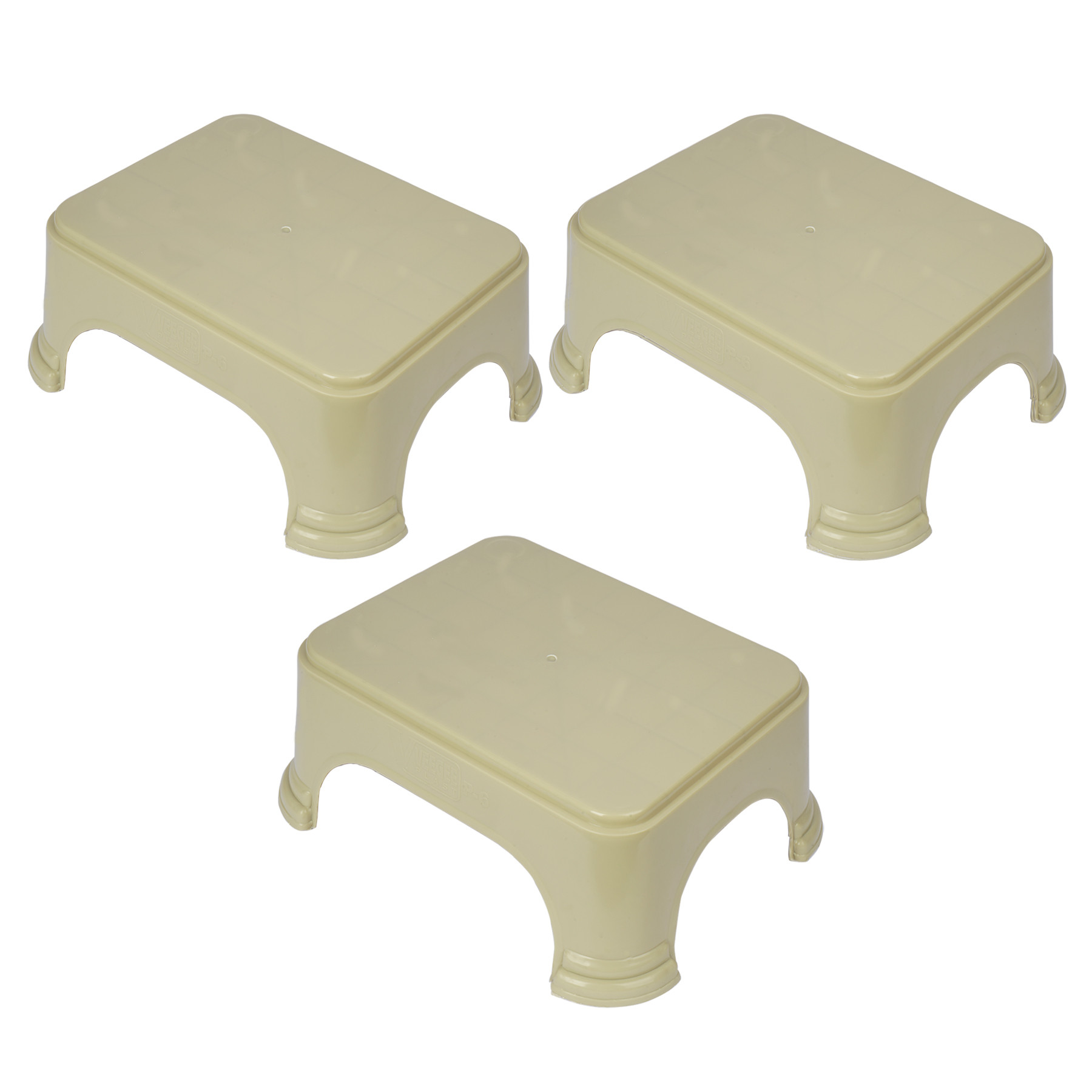 Kuber Industries Bathroom Stool | Bathroom Plain Square Stool | Plastic Stool For Bathroom | Stool for Kitchen | Bathroom Patla | Support Stool for Bathroom | P6 | Beige