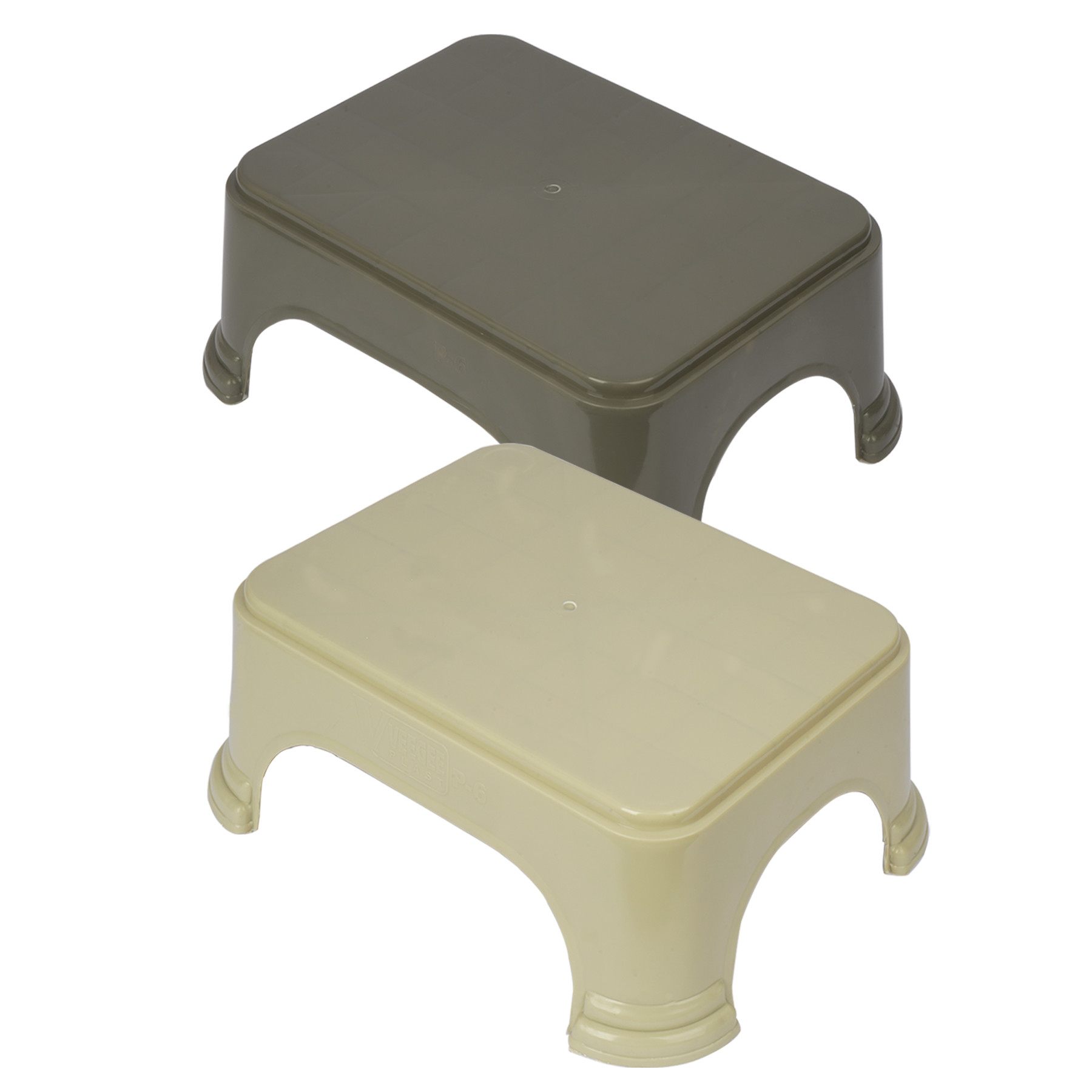 Kuber Industries Bathroom Stool | Bathroom Plain Square Stool | Plastic Stool For Bathroom | Stool for Kitchen | Bathroom Patla | Support Stool for Bathroom | P6 | Pack of 2 | Multi