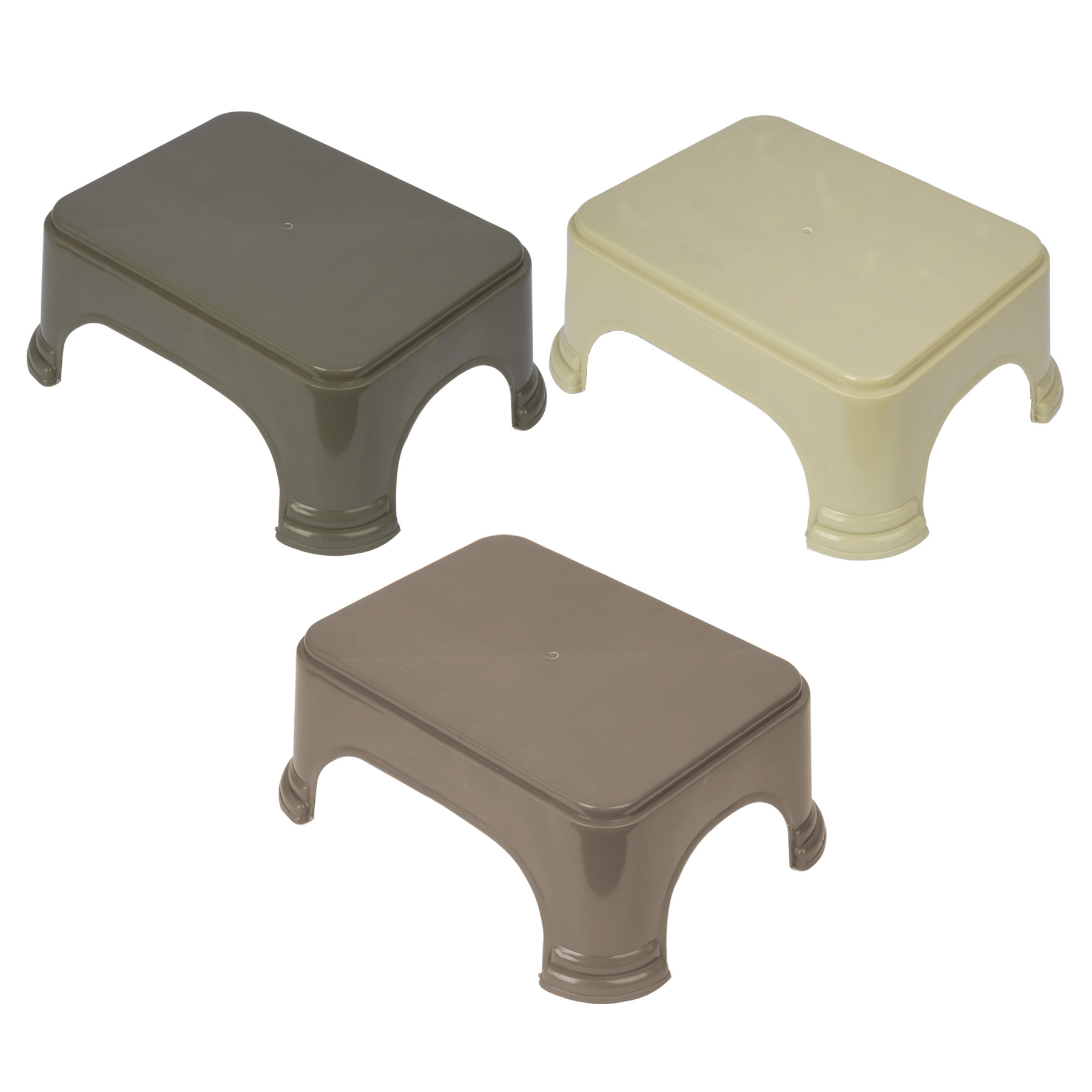 Kuber Industries Bathroom Stool | Bathroom Plain Square Stool | Plastic Stool For Bathroom | Stool for Kitchen | Bathroom Patla | Support Stool for Bathroom | P6 | Pack of 3 | Multi