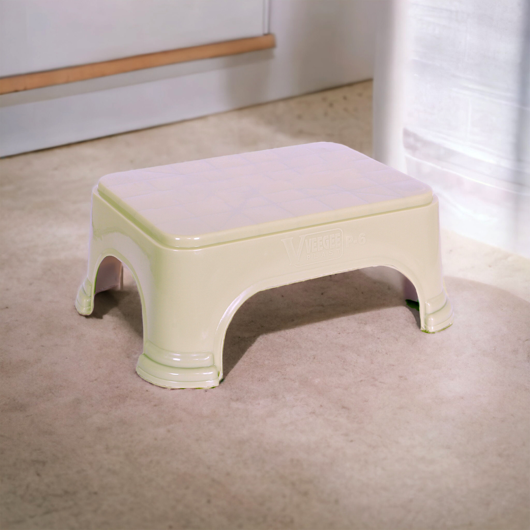 Kuber Industries Bathroom Stool | Bathroom Plain Square Stool | Plastic Stool For Bathroom | Stool for Kitchen | Bathroom Patla | Support Stool for Bathroom | P6 | Pack of 3 | Multi