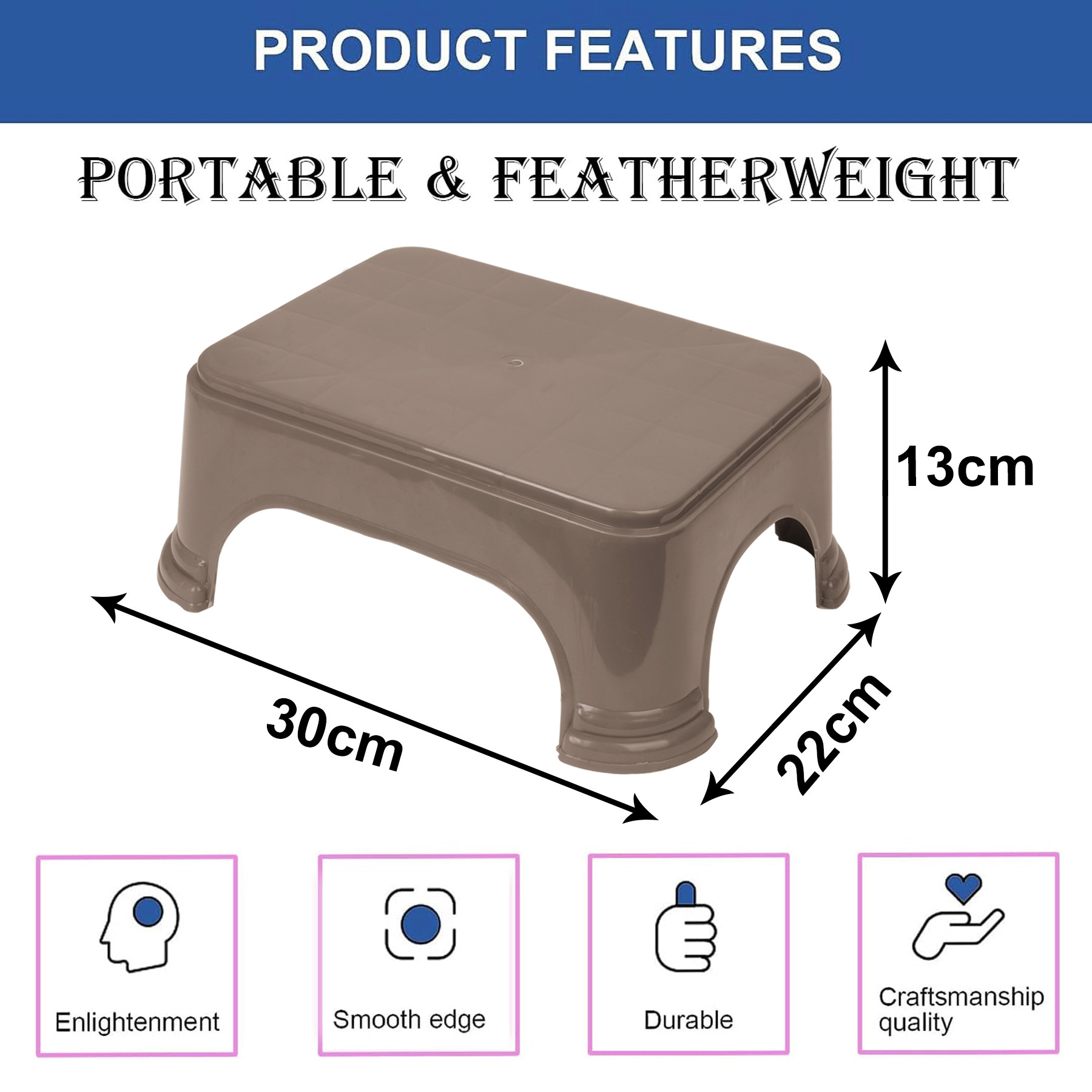 Kuber Industries Bathroom Stool | Bathroom Plain Square Stool | Plastic Stool For Bathroom | Stool for Kitchen | Bathroom Patla | Support Stool for Bathroom | P6 | Pack of 3 | Multi