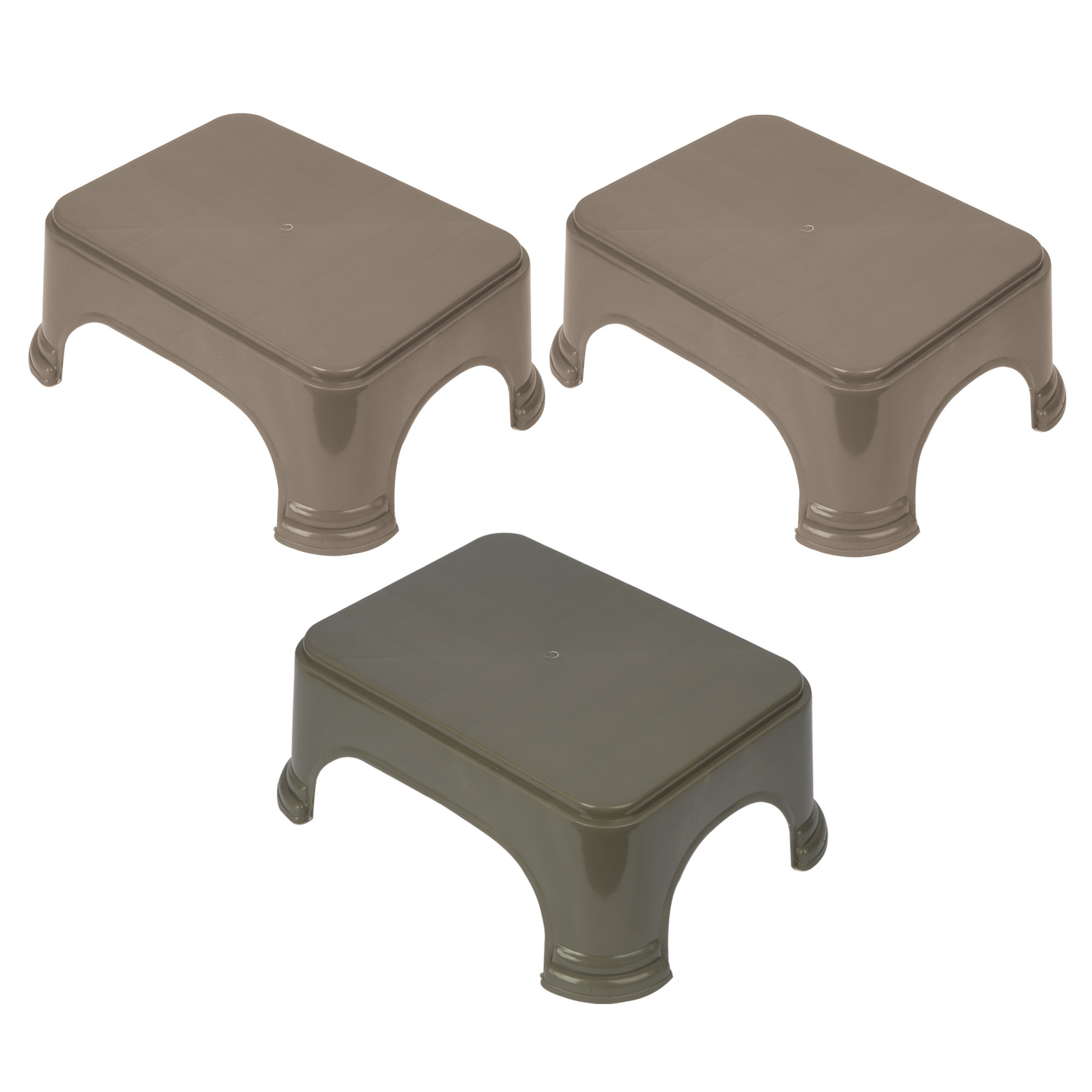 Kuber Industries Bathroom Stool | Bathroom Plain Square Stool | Plastic Stool For Bathroom | Stool for Kitchen | Bathroom Patla | Support Stool for Bathroom | P6 | Pack of 3 | Multi