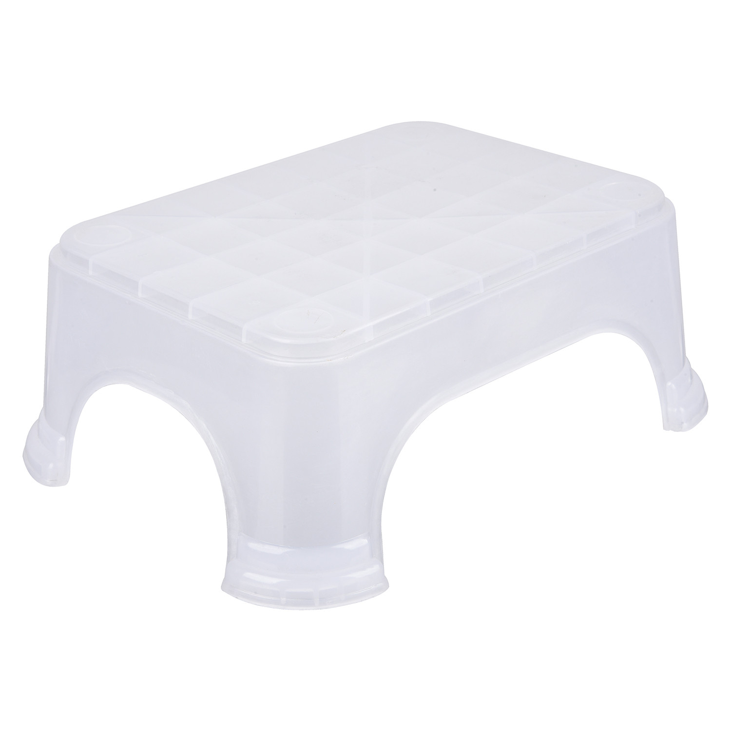Kuber Industries Bathroom Stool | Bathroom Plain Square Stool | Plastic Stool For Bathroom | Stool for Kitchen | Bathroom Patla | Support Stool for Bathroom | P6 | Transparent