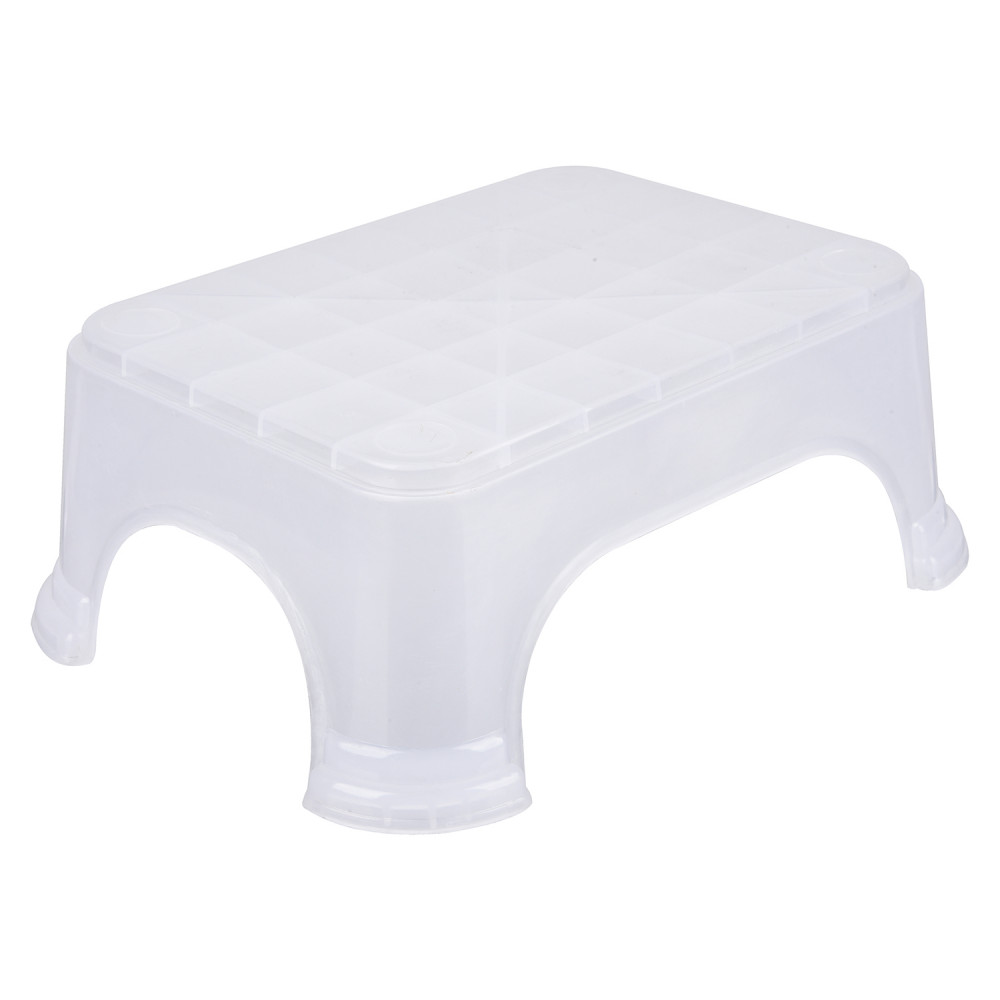 Kuber Industries Bathroom Stool | Bathroom Plain Square Stool | Plastic Stool For Bathroom | Stool for Kitchen | Bathroom Patla | Support Stool for Bathroom | P6 | Transparent