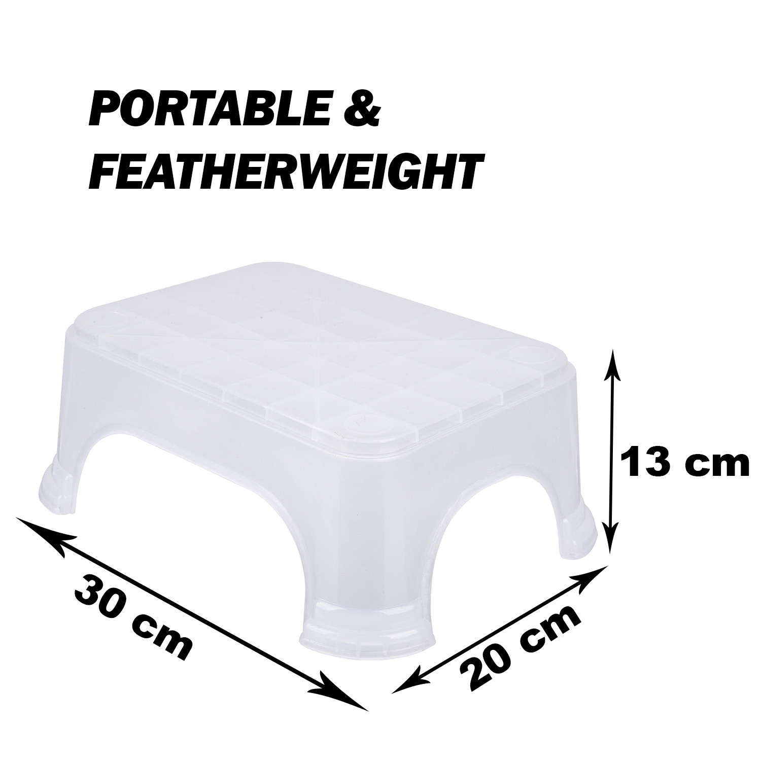 Kuber Industries Bathroom Stool | Bathroom Plain Square Stool | Plastic Stool For Bathroom | Stool for Kitchen | Bathroom Patla | Support Stool for Bathroom | P6 | Transparent