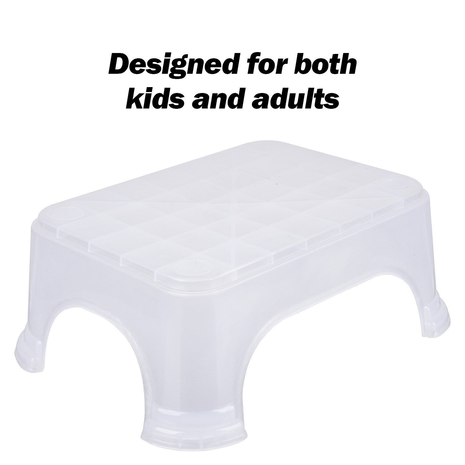 Kuber Industries Bathroom Stool | Bathroom Plain Square Stool | Plastic Stool For Bathroom | Stool for Kitchen | Bathroom Patla | Support Stool for Bathroom | P6 | Transparent