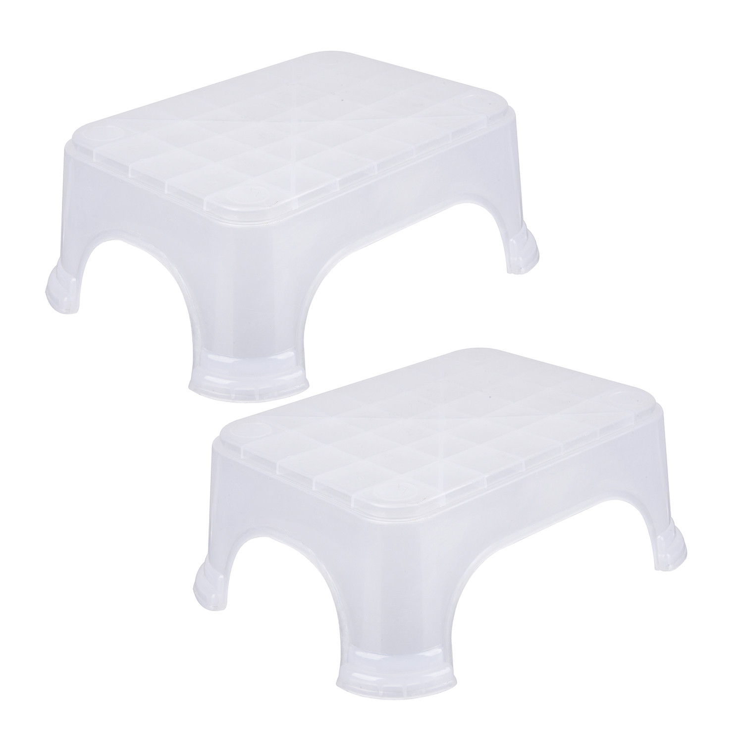Kuber Industries Bathroom Stool | Bathroom Plain Square Stool | Plastic Stool For Bathroom | Stool for Kitchen | Bathroom Patla | Support Stool for Bathroom | P6 | Transparent