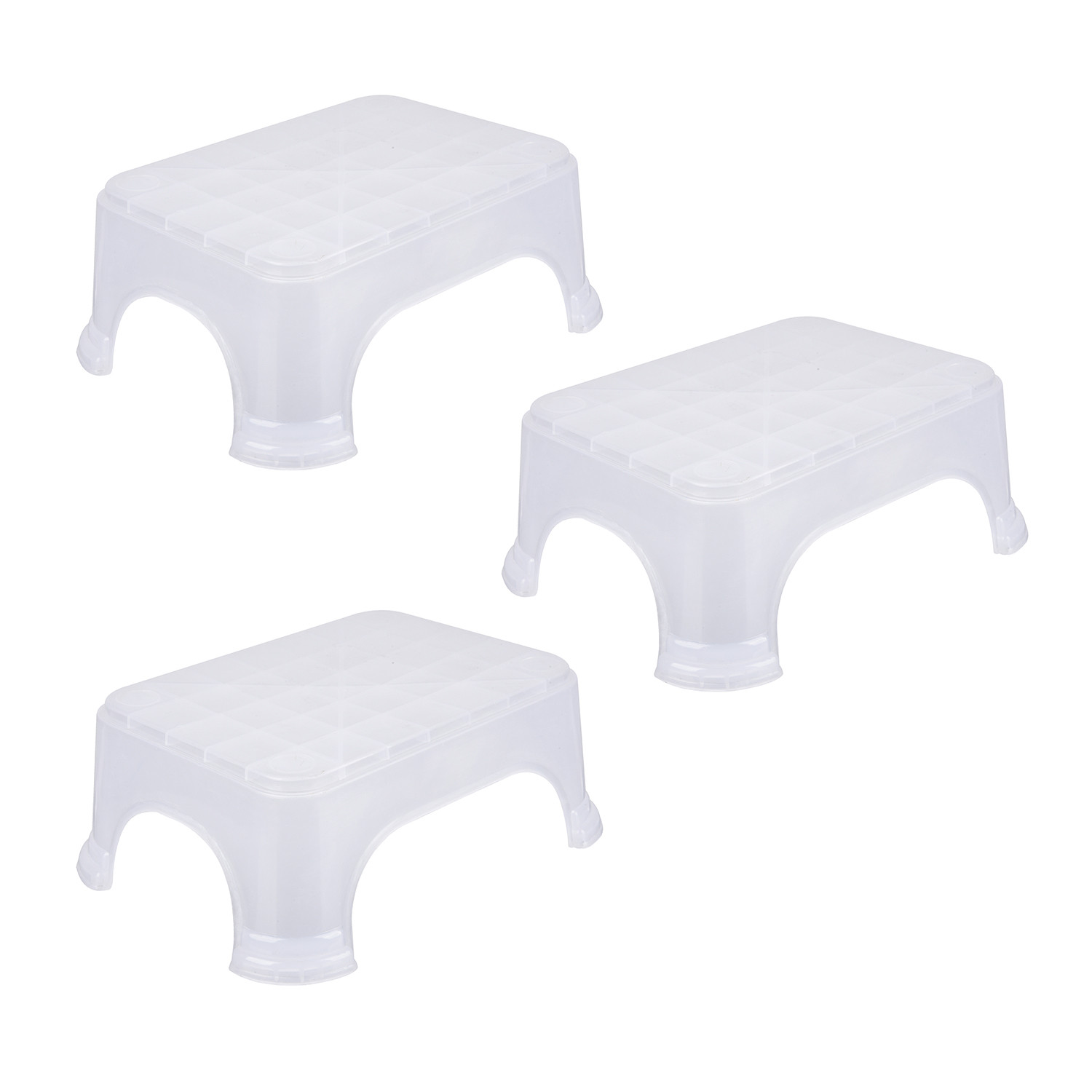 Kuber Industries Bathroom Stool | Bathroom Plain Square Stool | Plastic Stool For Bathroom | Stool for Kitchen | Bathroom Patla | Support Stool for Bathroom | P6 | Transparent