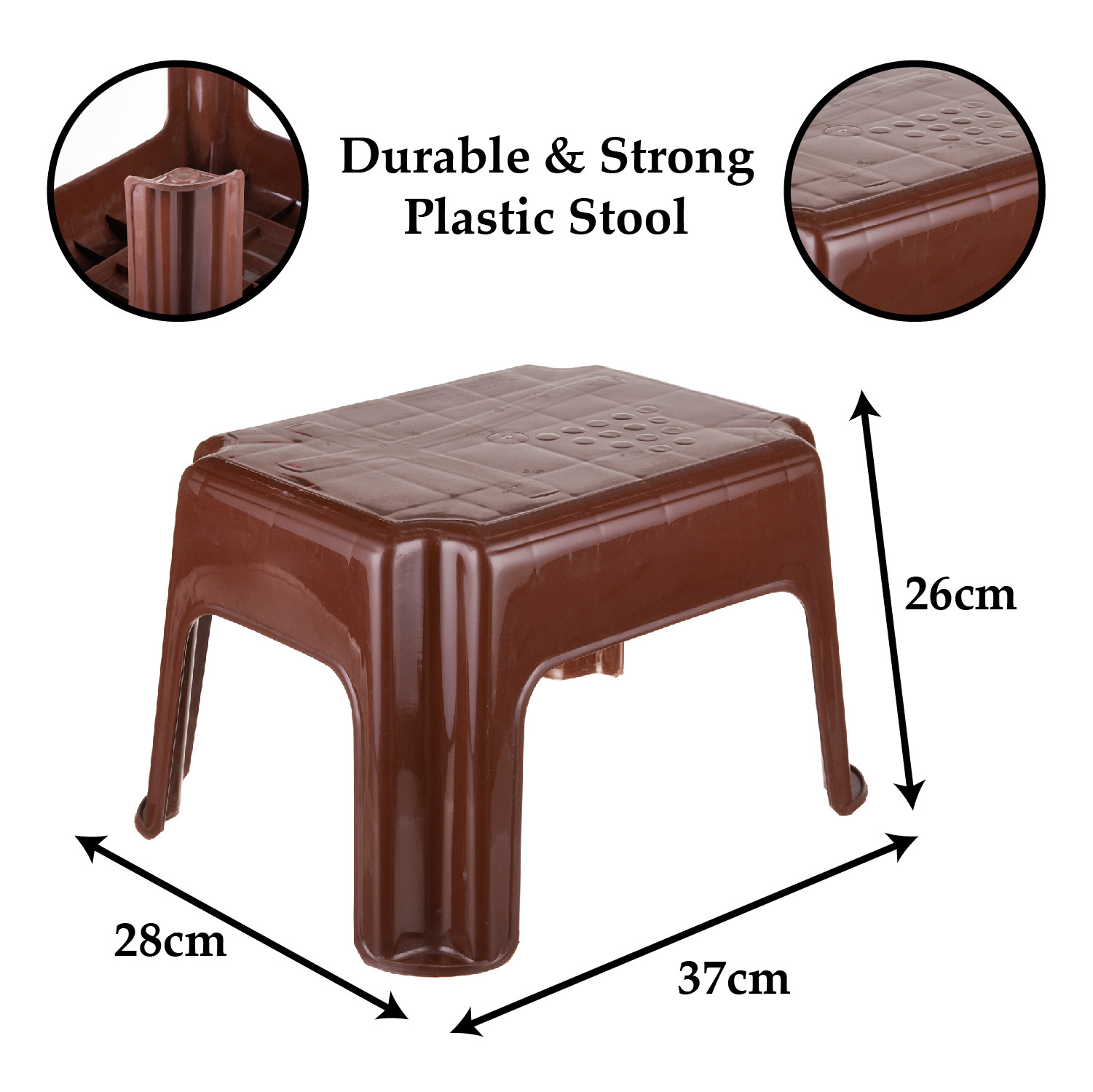 Kuber Industries Bathroom Stool | Durable Plastic Sitting Stool | Patla For Bathroom | Stool for Senior Citizen | Bathroom Sitting Seat | Stool for Kitchen | Brown