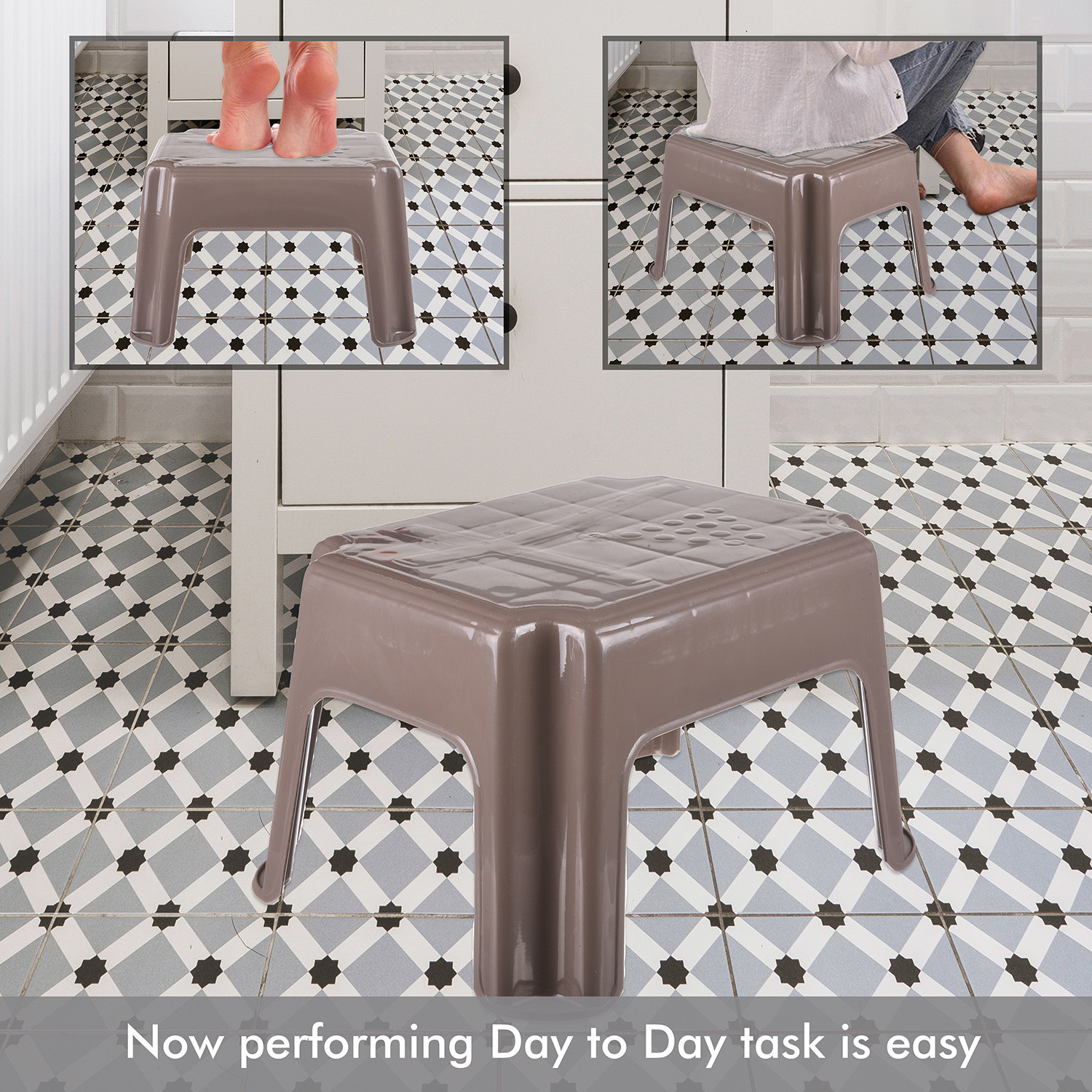 Kuber Industries Bathroom Stool | Durable Plastic Sitting Stool | Patla For Bathroom | Stool for Senior Citizen | Bathroom Sitting Seat | Stool for Kitchen | Coffee