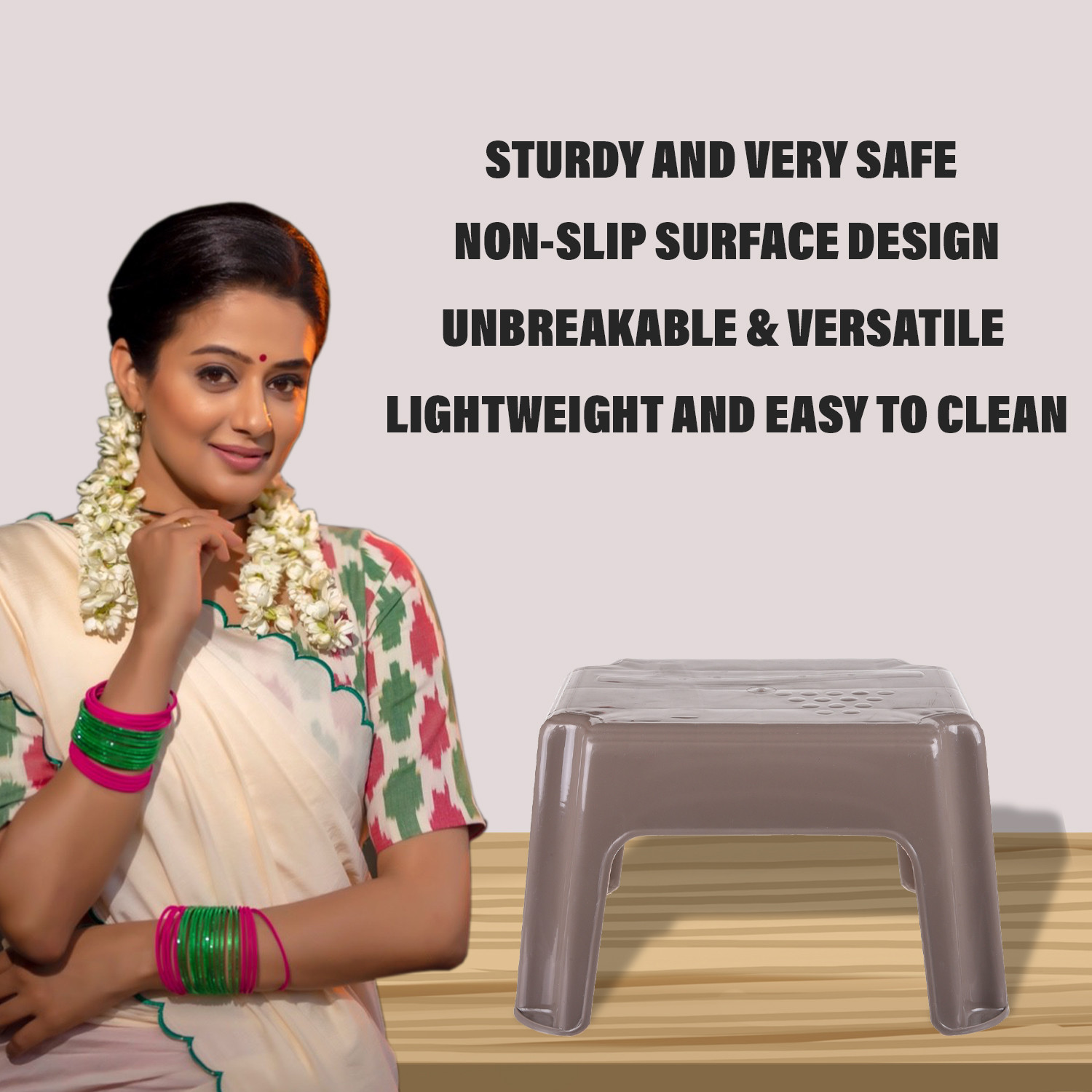 Kuber Industries Bathroom Stool | Durable Plastic Sitting Stool | Patla For Bathroom | Stool for Senior Citizen | Bathroom Sitting Seat | Stool for Kitchen | Coffee