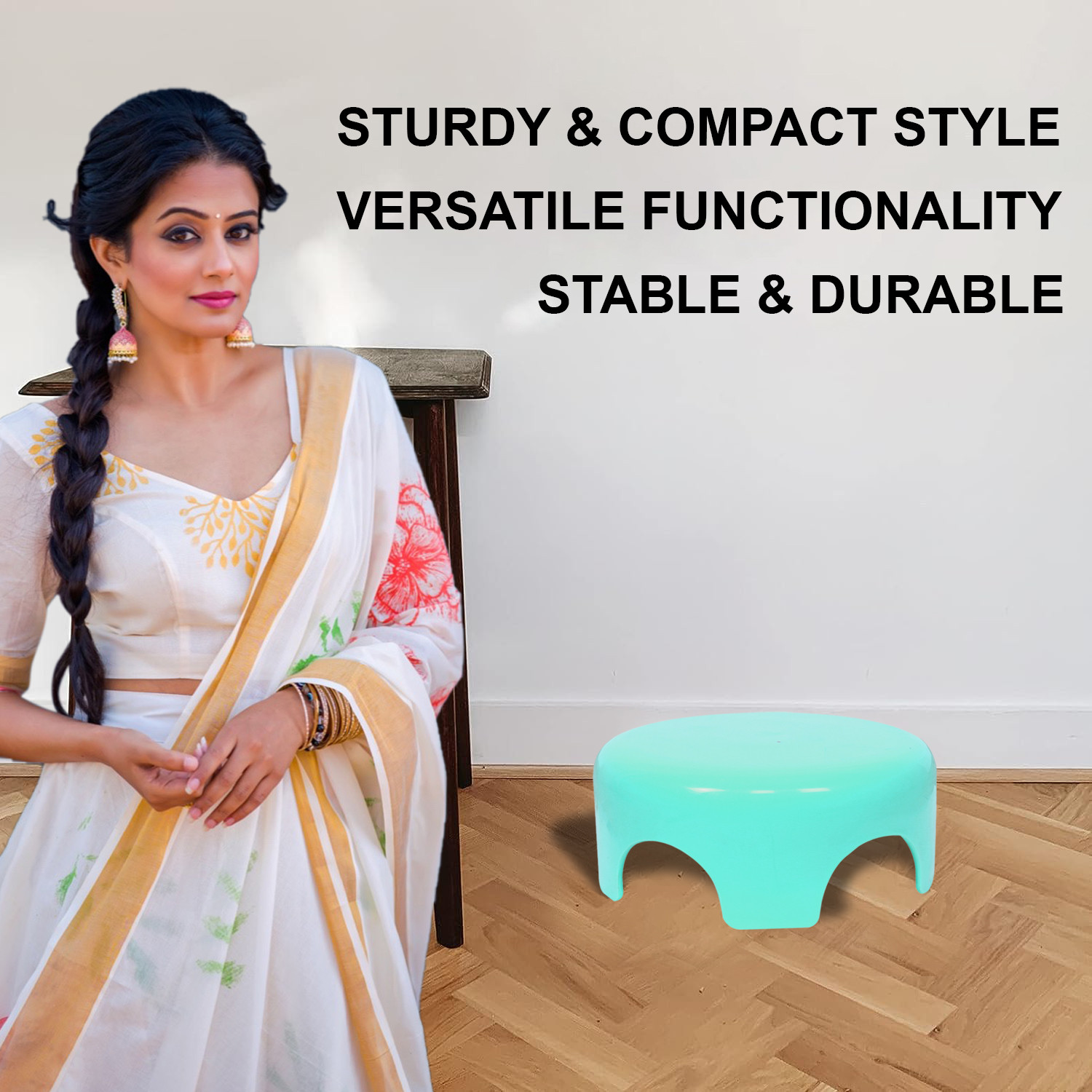 Kuber Industries Bathroom Stool  Plastic Bathroom Stool for Bathing  Bathroom Stool for Senior Citizen  Patla for Toilet  Sumo Stool  Green