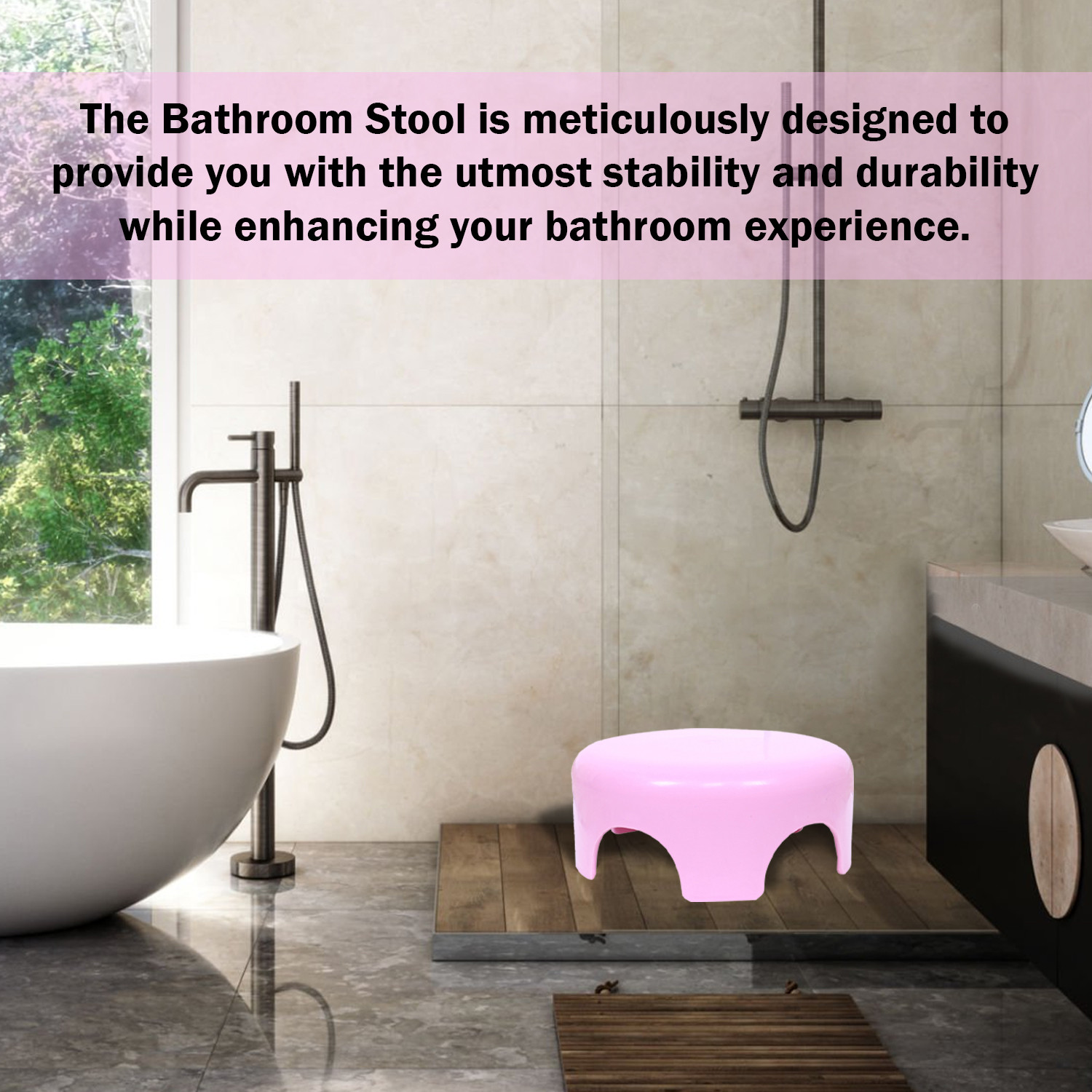 Kuber Industries Bathroom Stool  Plastic Bathroom Stool for Bathing  Bathroom Stool for Senior Citizen  Patla for Toilet  Sumo Stool  Pink