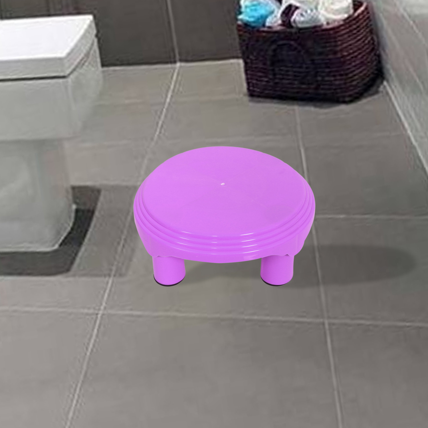 Kuber Industries Bathroom Stool|Plastic Stool|Anti-slip Bathing Stool|Stool for Senior Citizen|Patla for Bathroom|PINK