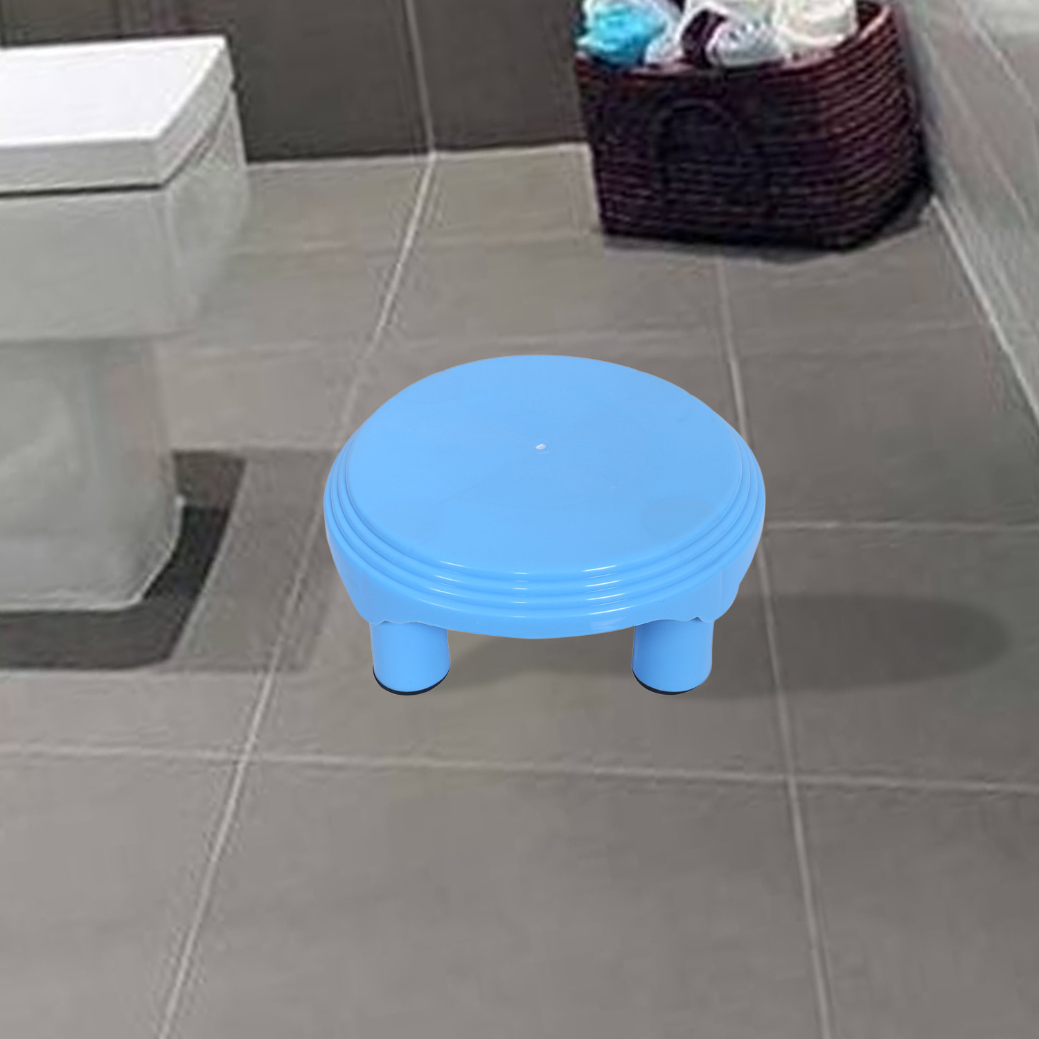 Kuber Industries Bathroom Stool|Plastic Stool|Anti-slip Bathing Stool|Stool for Senior Citizen|Patla for Bathroom|(Sky Blue)