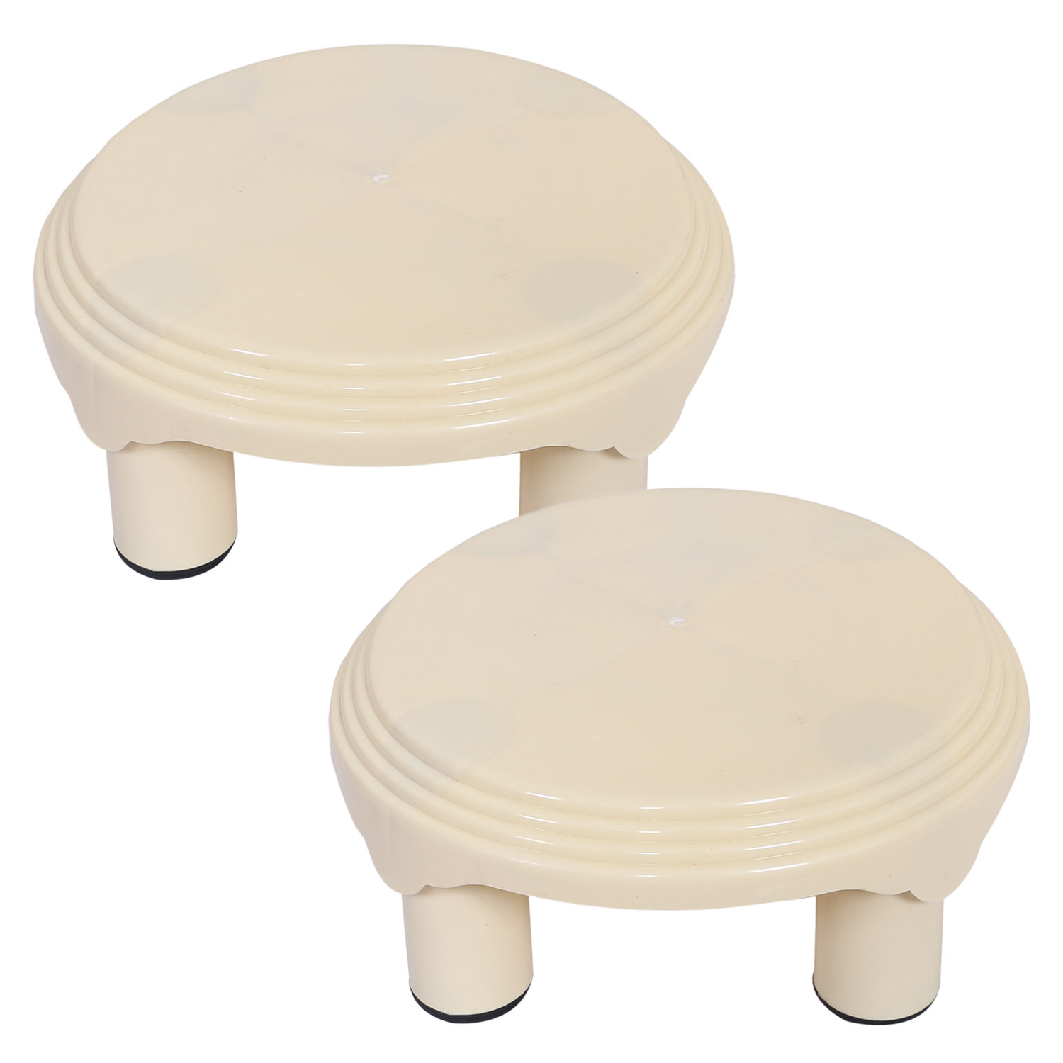 Kuber Industries Bathroom Stool|Plastic Stool|Anti-slip Bathing Stool|Stool for Senior Citizen|Patla for Bathroom| (Cream)