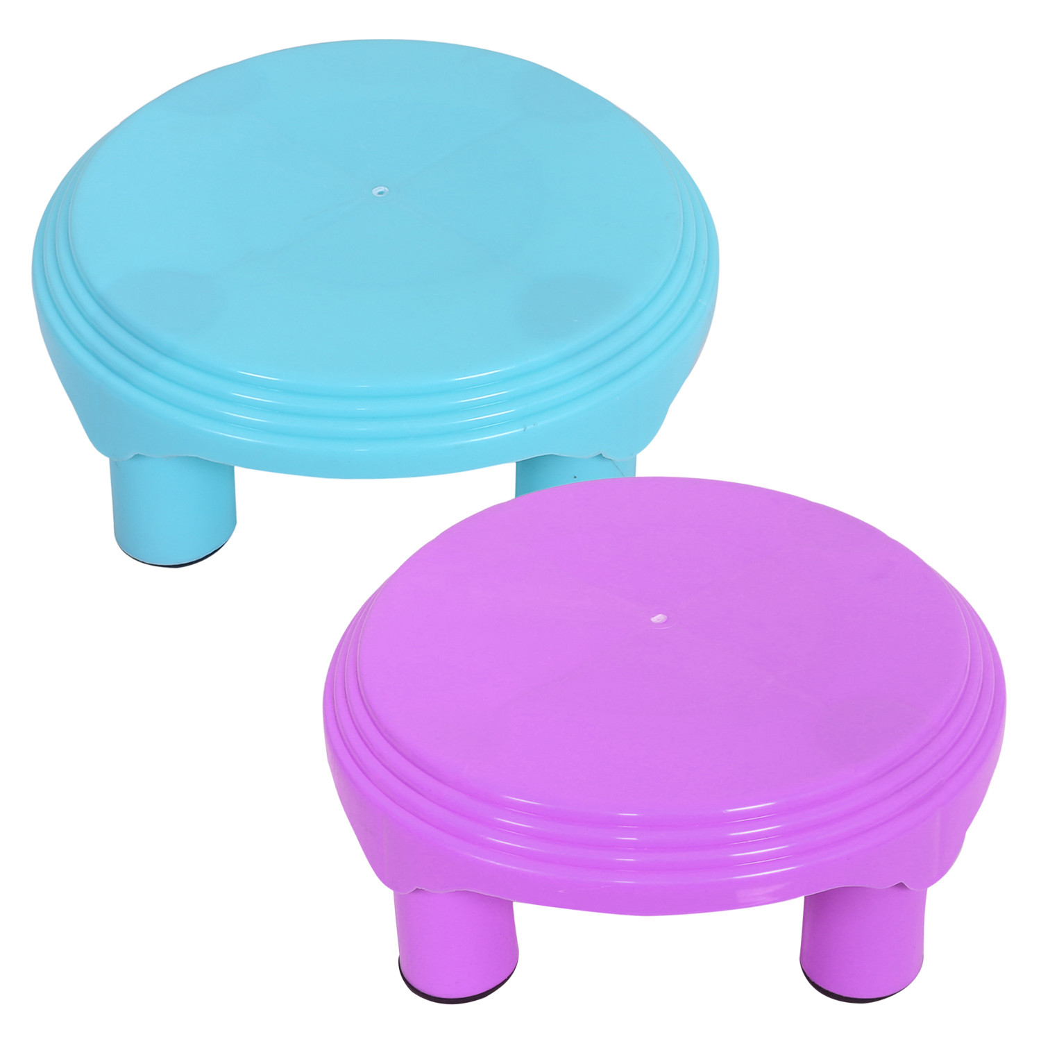 Kuber Industries Bathroom Stool|Plastic Stool|Anti-slip Bathing Stool|Stool for Senior Citizen|Patla for Bathroom|Pack of 2 (Mint Green & Pink)