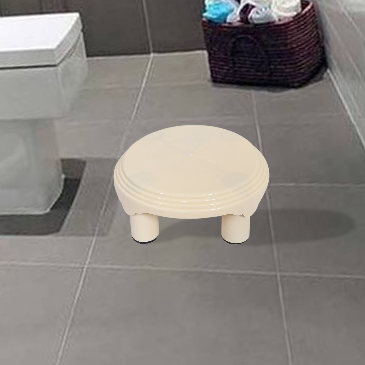 Kuber Industries Bathroom Stool|Plastic Stool|Anti-slip Bathing Stool|Stool for Senior Citizen|Patla for Bathroom|Pack of 2 (Mint Green & Cream)