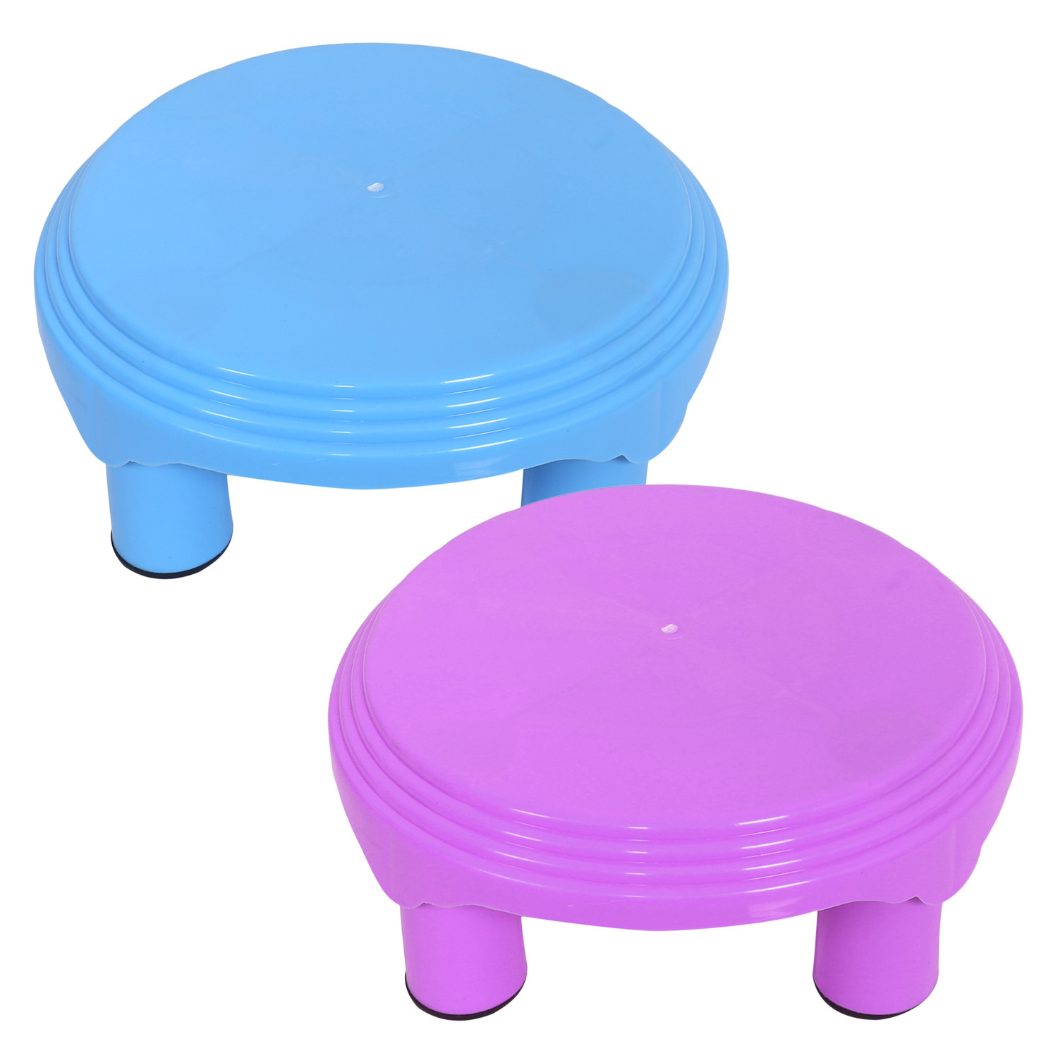 Kuber Industries Bathroom Stool|Plastic Stool|Anti-slip Bathing Stool|Stool for Senior Citizen|Patla for Bathroom|Pack of 2 (Sky Blue & Pink)