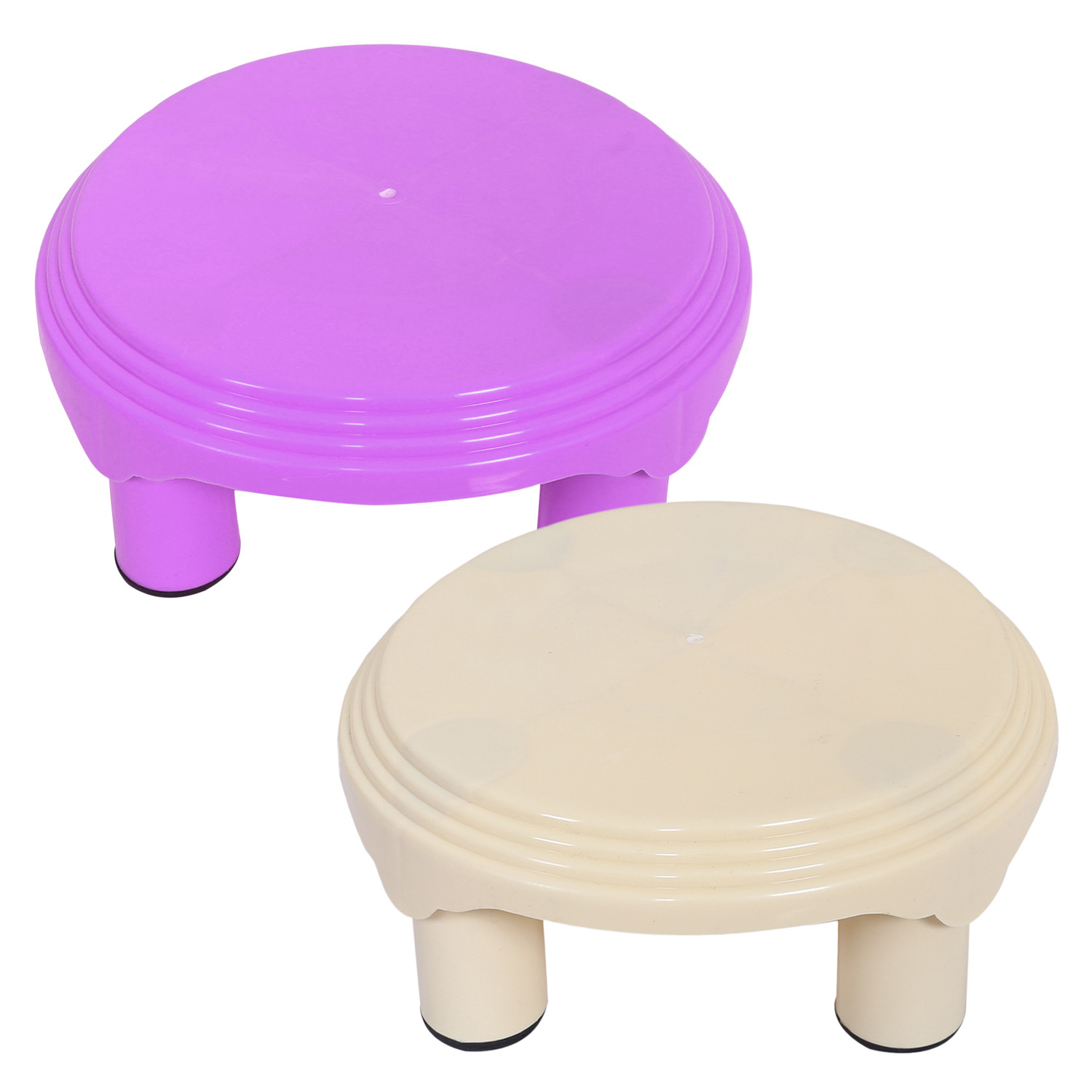 Kuber Industries Bathroom Stool|Plastic Stool|Anti-slip Bathing Stool|Stool for Senior Citizen|Patla for Bathroom|Pack of 2 (Pink & Cream)