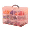 Kuber Industries Beads Storage Box|Plastic Detachable 3-Tier Box Organizer|30 Grid Storage Organizer for Glitters|Thread Reels|Medicine Pills (Peach)