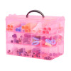 Kuber Industries Beads Storage Box|Plastic Detachable 3-Tier Box Organizer|30 Grid Storage Organizer for Glitters|Thread Reels|Medicine Pills (Pink)