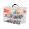 Kuber Industries Beads Storage Box|Plastic Detachable 3-Tier Box Organizer|30 Grid Storage Organizer for Glitters|Thread Reels|Medicine Pills (Transparent)