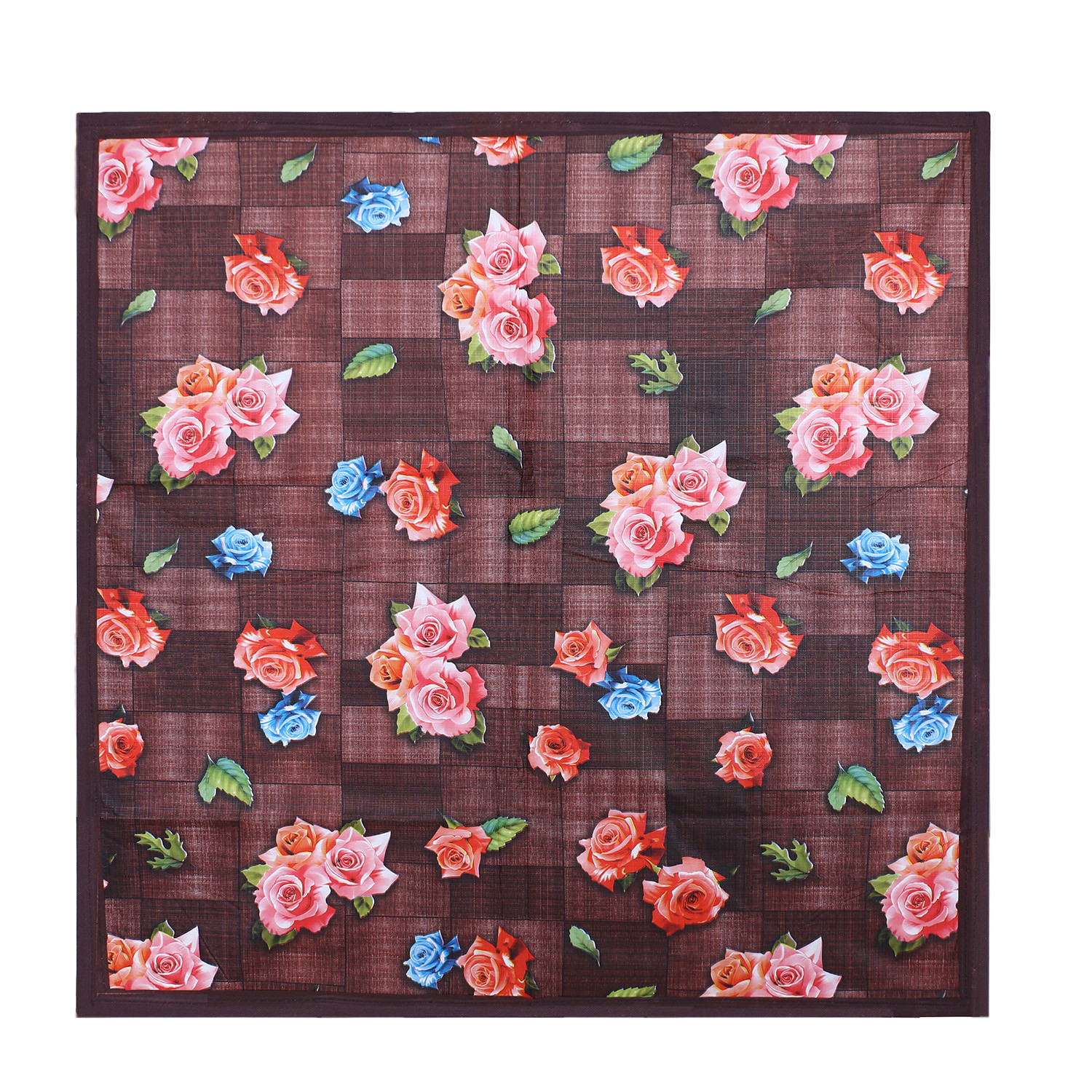 Kuber Industries Bed Server|PVC Rose Floral & Buterfly Print Both Sided Food Mat|Waterproof Mattress Protector, 35x35 Inch (Multicolor)