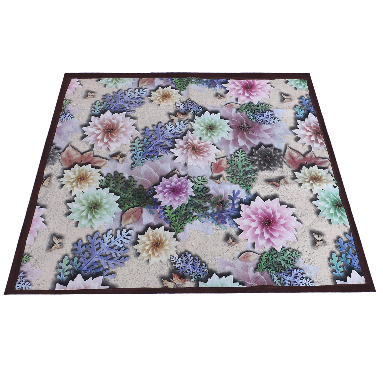 Kuber Industries Bed Server|PVC Rose Floral & Buterfly Print Both Sided Food Mat|Waterproof Mattress Protector, 35x35 Inch (Multicolor)