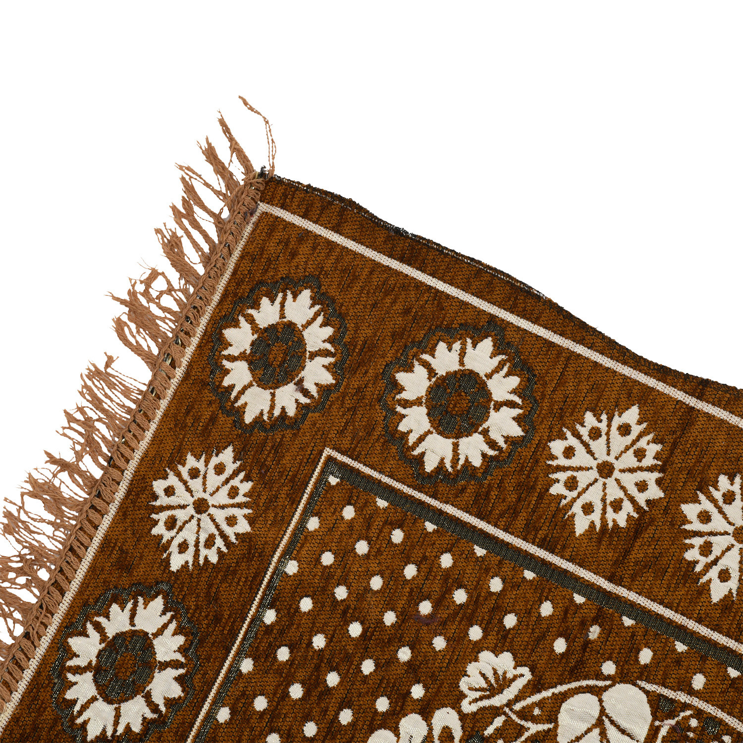 Kuber Industries Bed Side Runner|Velvet Decorative Anti Skid Floor Mat Runner|Flower Pattern for Hall, Kitchen, Living Room, 27 x 68 Inch ( Light Brown)