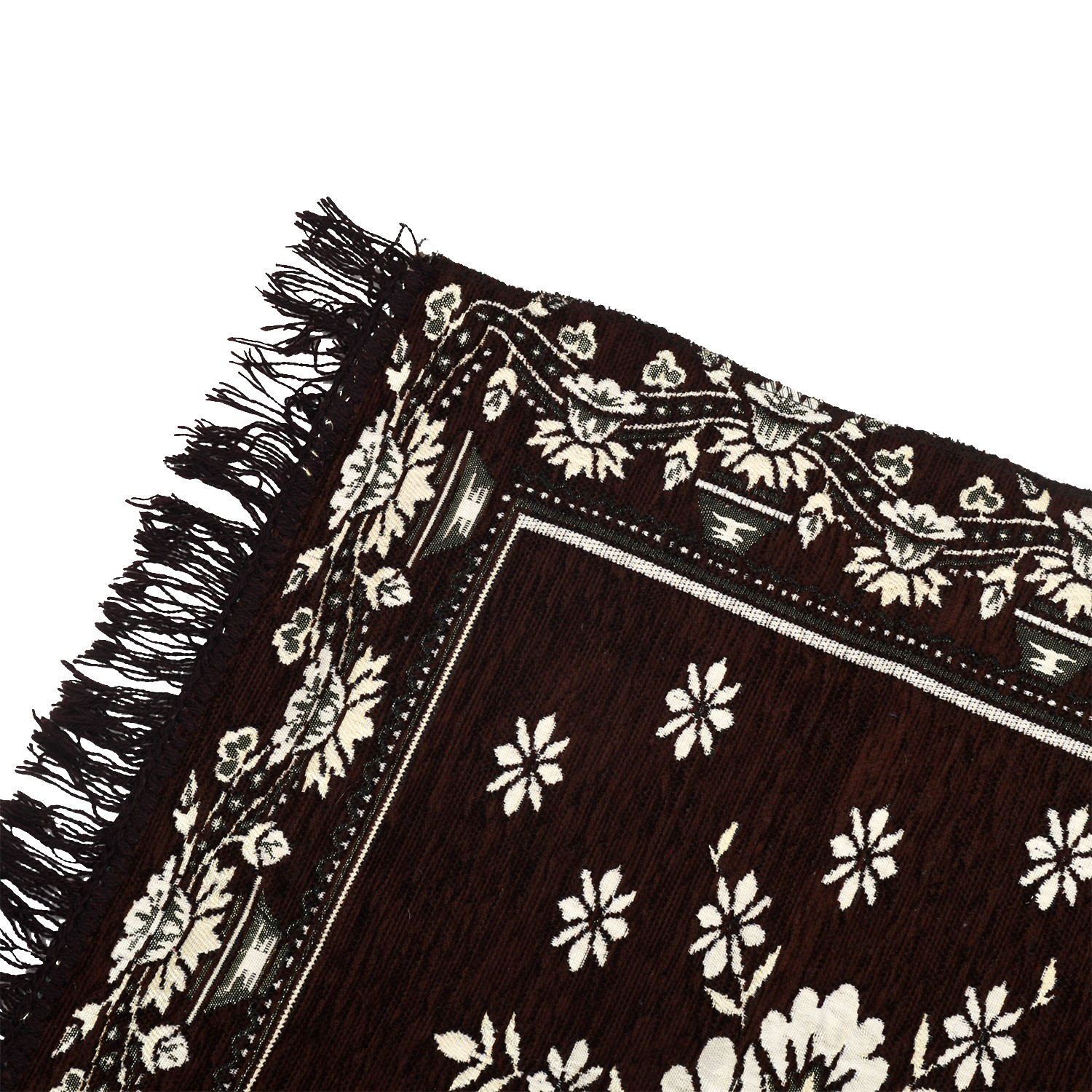 Kuber Industries Bed Side Runner|Velvet Decorative Anti Skid Floor Mat Runner|Flower Pattern for Hall, Kitchen, Living Room, 27 x 68 Inch ( Dark Brown)