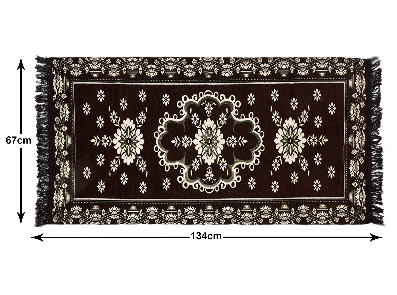 Kuber Industries Bed Side Runner|Velvet Decorative Anti Skid Floor Mat Runner|Flower Pattern for Hall, Kitchen, Living Room, 27 x 68 Inch ( Dark Brown)