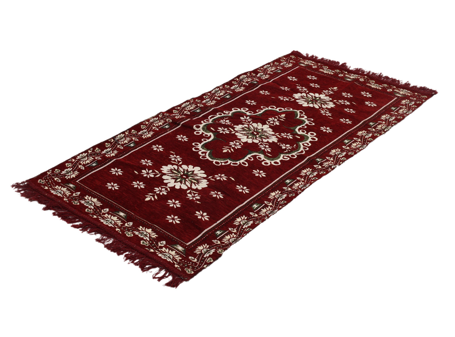 Kuber Industries Bed Side Runner|Velvet Decorative Anti Skid Floor Mat Runner|Flower Pattern for Hall, Kitchen, Living Room, 27 x 68 Inch ( Maroon)