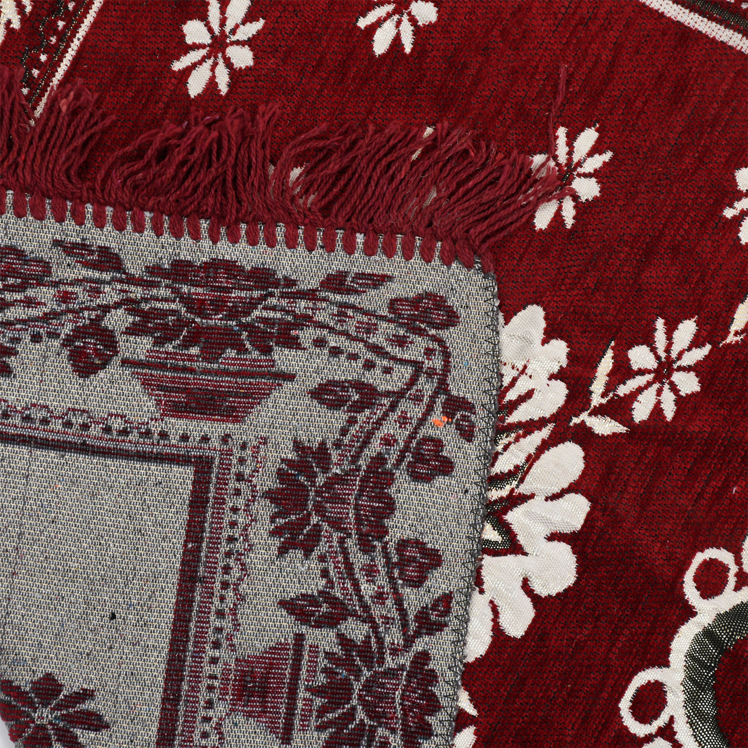Kuber Industries Bed Side Runner|Velvet Decorative Anti Skid Floor Mat Runner|Flower Pattern for Hall, Kitchen, Living Room, 27 x 68 Inch ( Maroon)