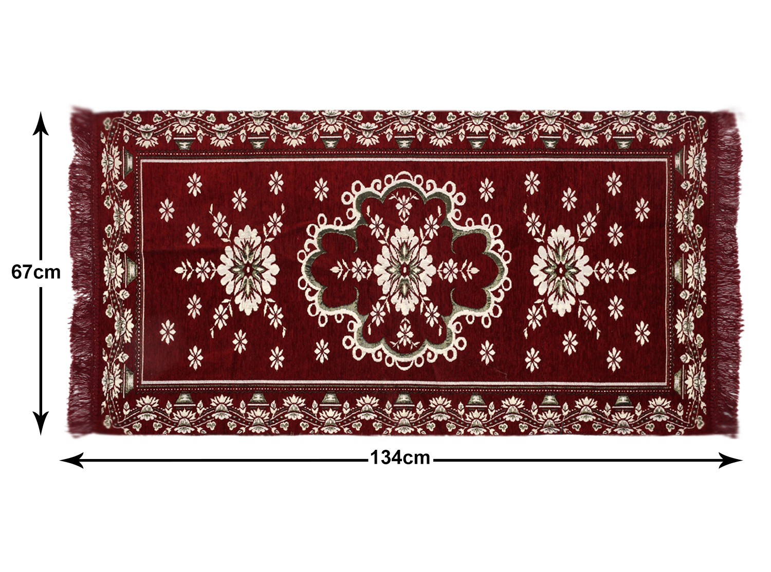 Kuber Industries Bed Side Runner|Velvet Decorative Anti Skid Floor Mat Runner|Flower Pattern for Hall, Kitchen, Living Room, 27 x 68 Inch ( Maroon)