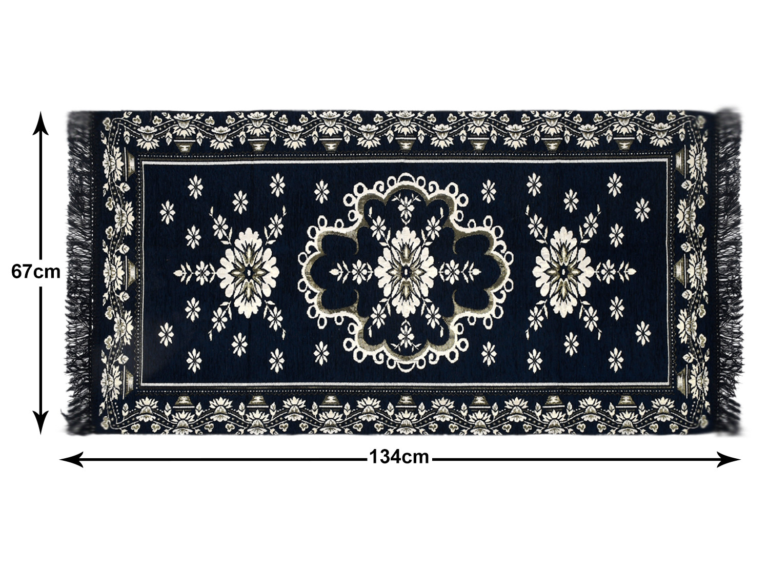 Kuber Industries Bed Side Runner|Velvet Decorative Anti Skid Floor Mat Runner|Flower Pattern for Hall, Kitchen, Living Room, 27 x 68 Inch ( Blue)