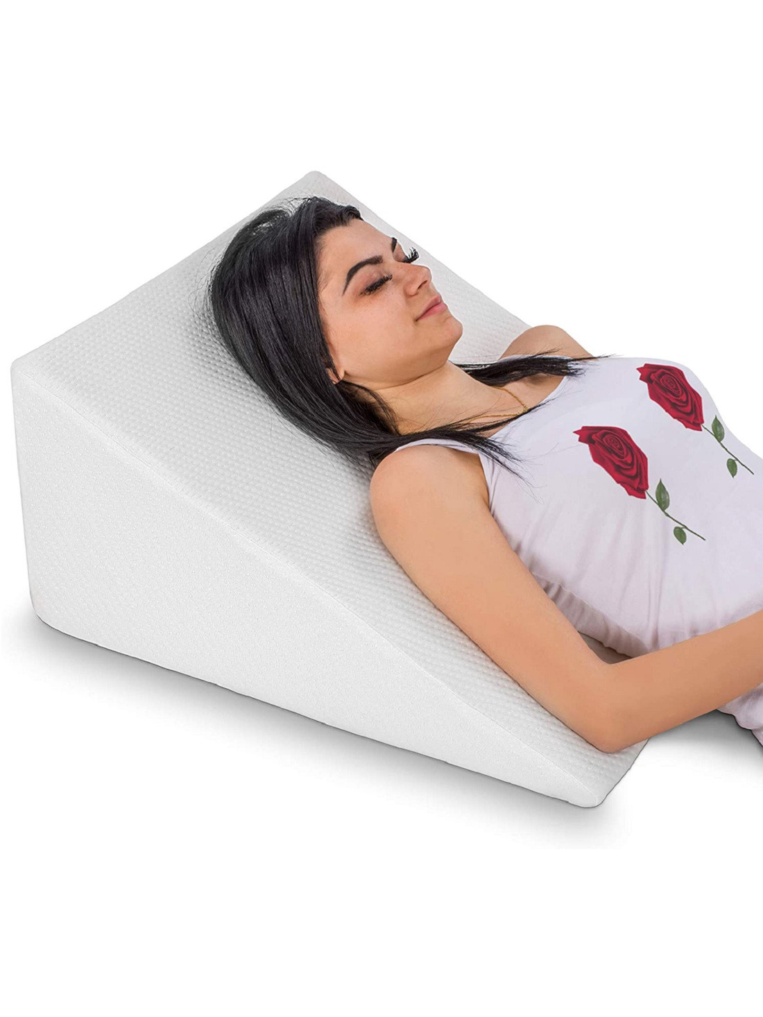 Kuber Industries Bed Wedge Pillow for Acid Reflux for Sleeping Helps in Heartburn Leg Elevation Post Surgery| Medical Grade Sponge | Washable Dryfit Soft Fabric Dark Colour Cover (Cream)