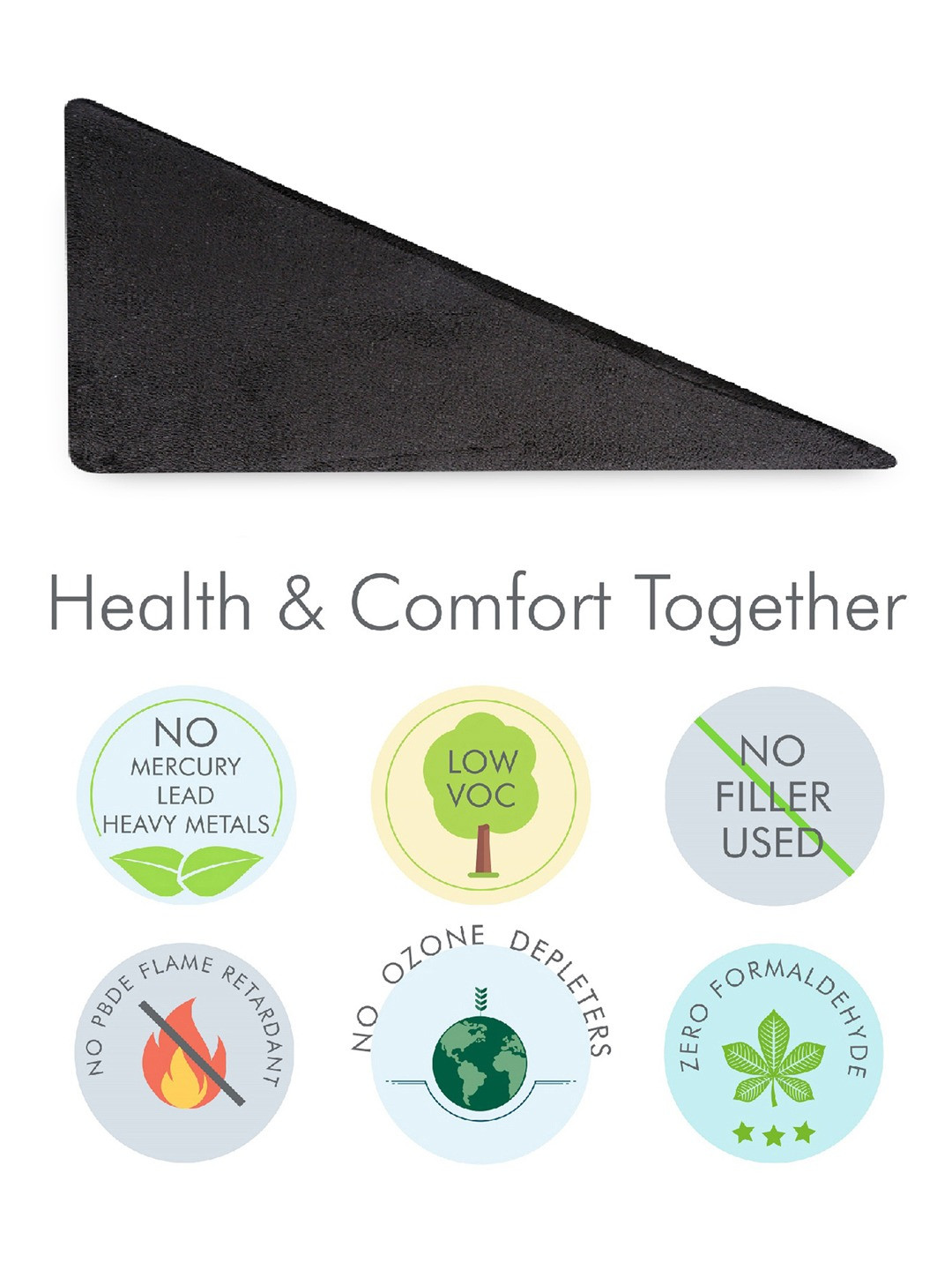 Kuber Industries Bed Wedge Pillow for Acid Reflux for Sleeping Helps in Heartburn Leg Elevation Post Surgery| Medical Grade Sponge | Washable Dryfit Soft Fabric Dark Colour Cover (Black)