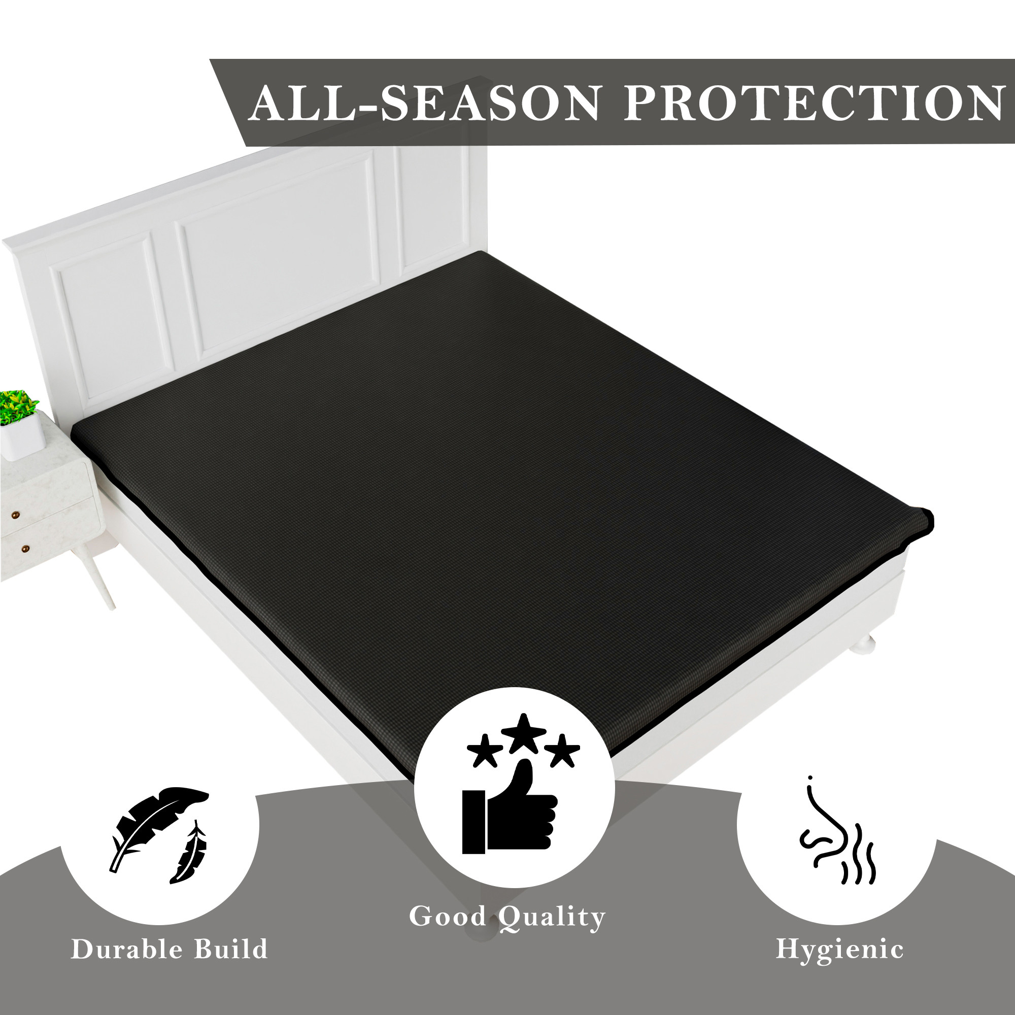 Kuber Industries Bedsheet  72x78 Inch  Baby Bedsheet Protector  Mattress Protector Sheet  Waterproof Double Bedsheet Mattress Protector  PVC Mattress Topper  Mini Check  Grey