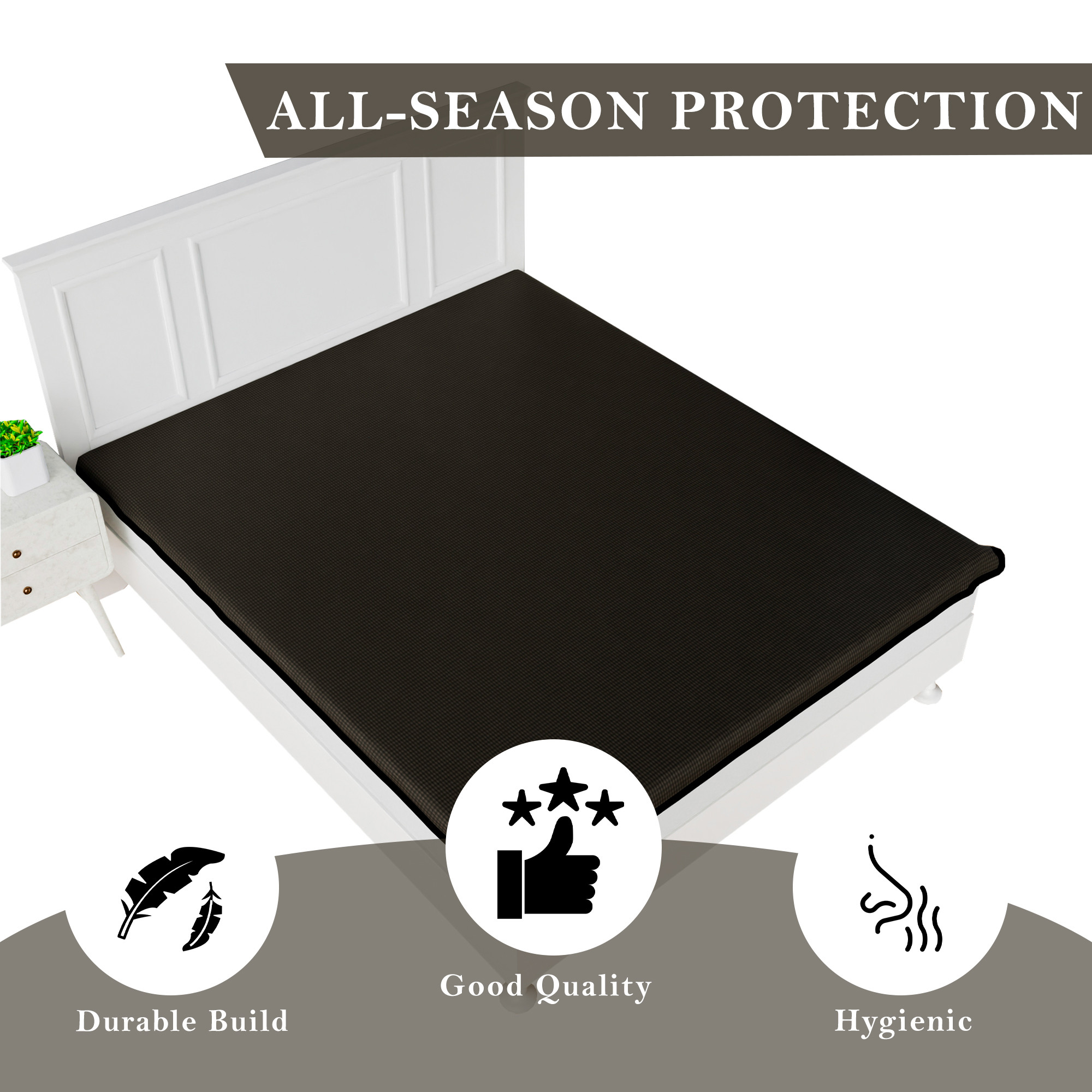 Kuber Industries Bedsheet  72x78 Inch  PVC Mattress Topper  Baby Bedsheet Protector  Mattress Protector Sheet  Waterproof Double Bedsheet Mattress Protector  Mini Check  Brown