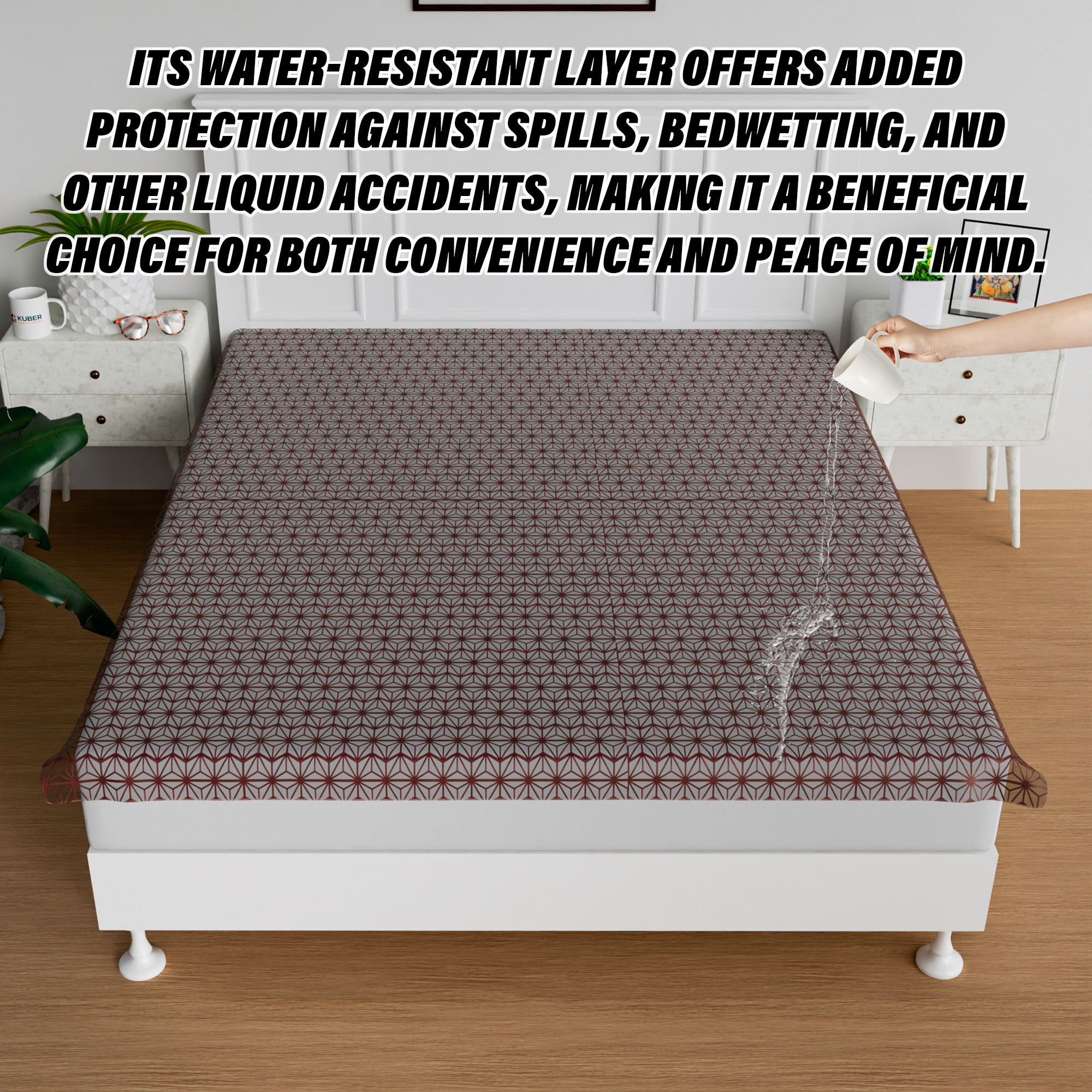 Kuber Industries Bedsheet  Baby Plastic Sheet  Crib Sheet for Baby  Baby Mattress Sheet for Baby  Mattress Protector Bedsheet  Bed Protector Sheet  Self Star  80x80 Inch  Brown