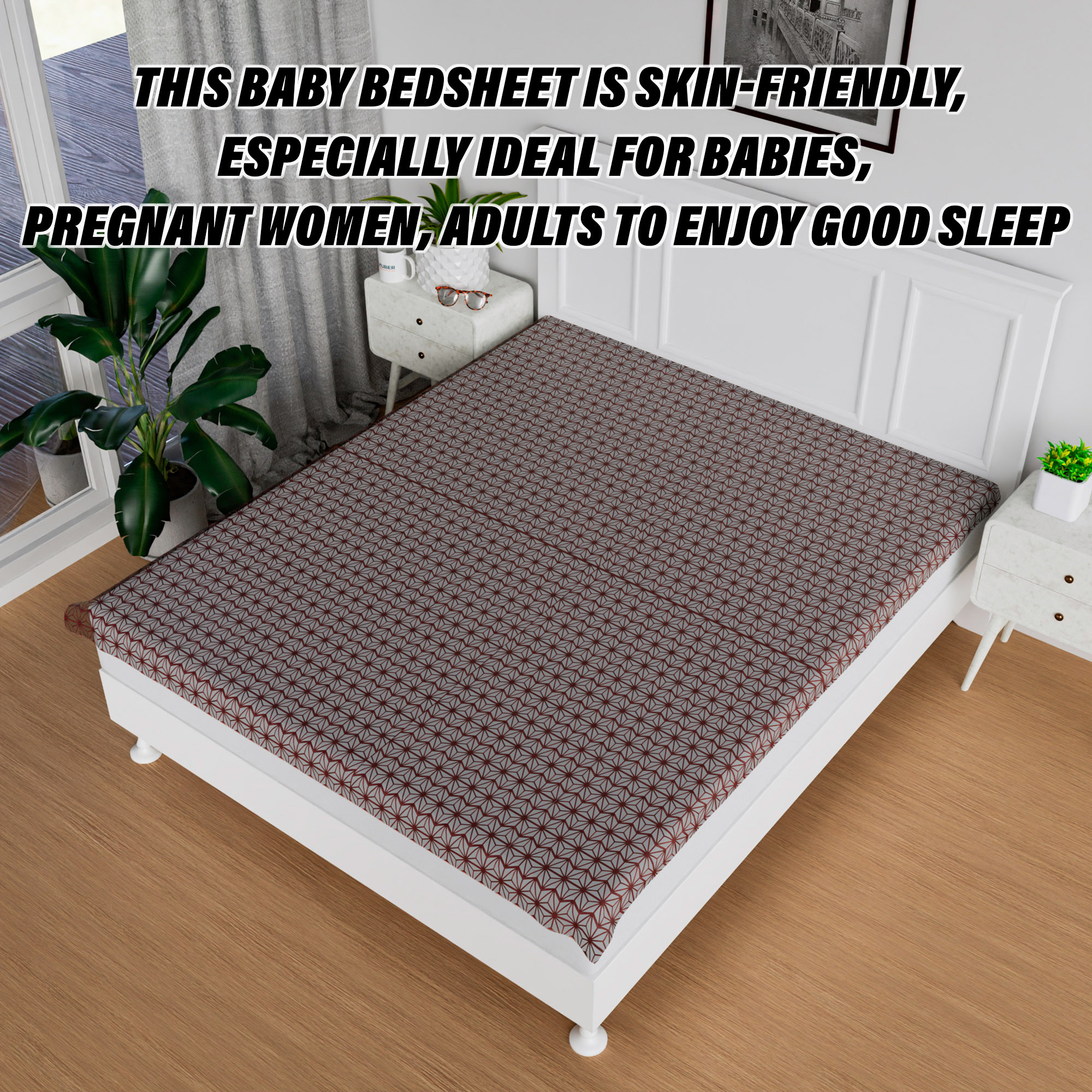 Kuber Industries Bedsheet | Baby Plastic Sheet | Crib Sheet for Baby | Baby Mattress Sheet for Baby | Mattress Protector Bedsheet | Bed Protector Sheet | Self Star | 80x80 Inch | Brown