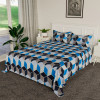 Kuber Industries Bedsheet | Cotton Double Bedsheet with 2 Pillow Covers | 144 TC Zig Zag Design Bedsheet for Bedroom | Bedsheet for Living Room | 90x100 Inch | Blue