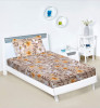 Kuber Industries Bedsheet | Cotton Single Bedsheet | Bedsheet with 1 Pillow Cover | Single Bedsheet for Kids Room | Flower Design Single Bedsheet | Wrinkle Free | Light Brown