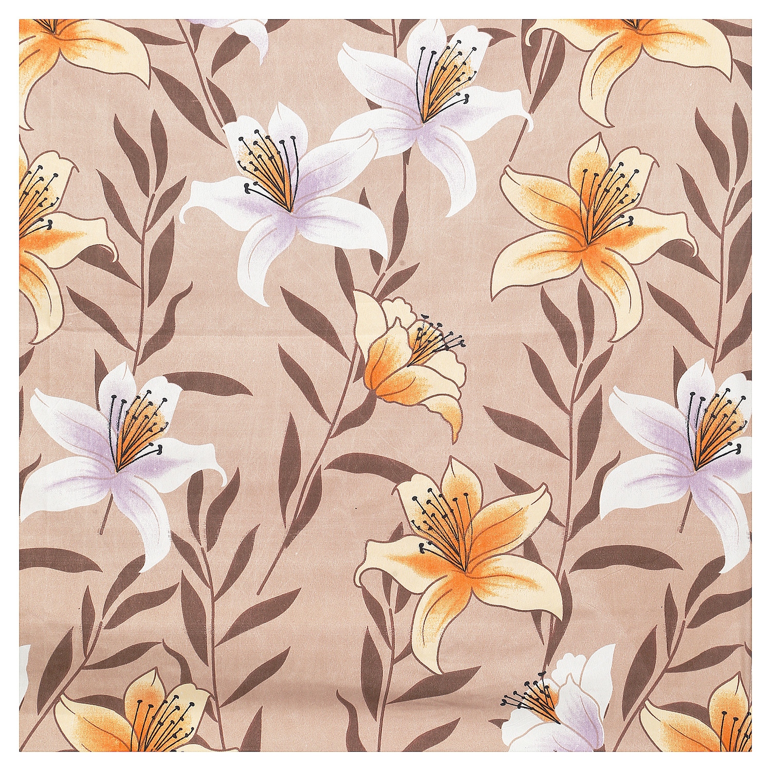 Kuber Industries Bedsheet | Cotton Single Bedsheet | Bedsheet with 1 Pillow Cover | Single Bedsheet for Kids Room | Flower Design Single Bedsheet | Wrinkle Free | Light Brown