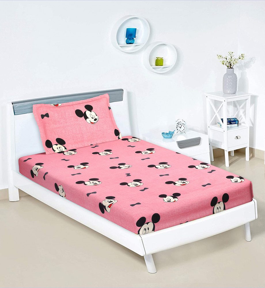 Kuber Industries Bedsheet | Cotton Single Bedsheet | Bedsheet with 1 Pillow Cover | Single Bedsheet for Kids Room | Single Bedsheet for Bedroom | Wrinkle Free | Pink