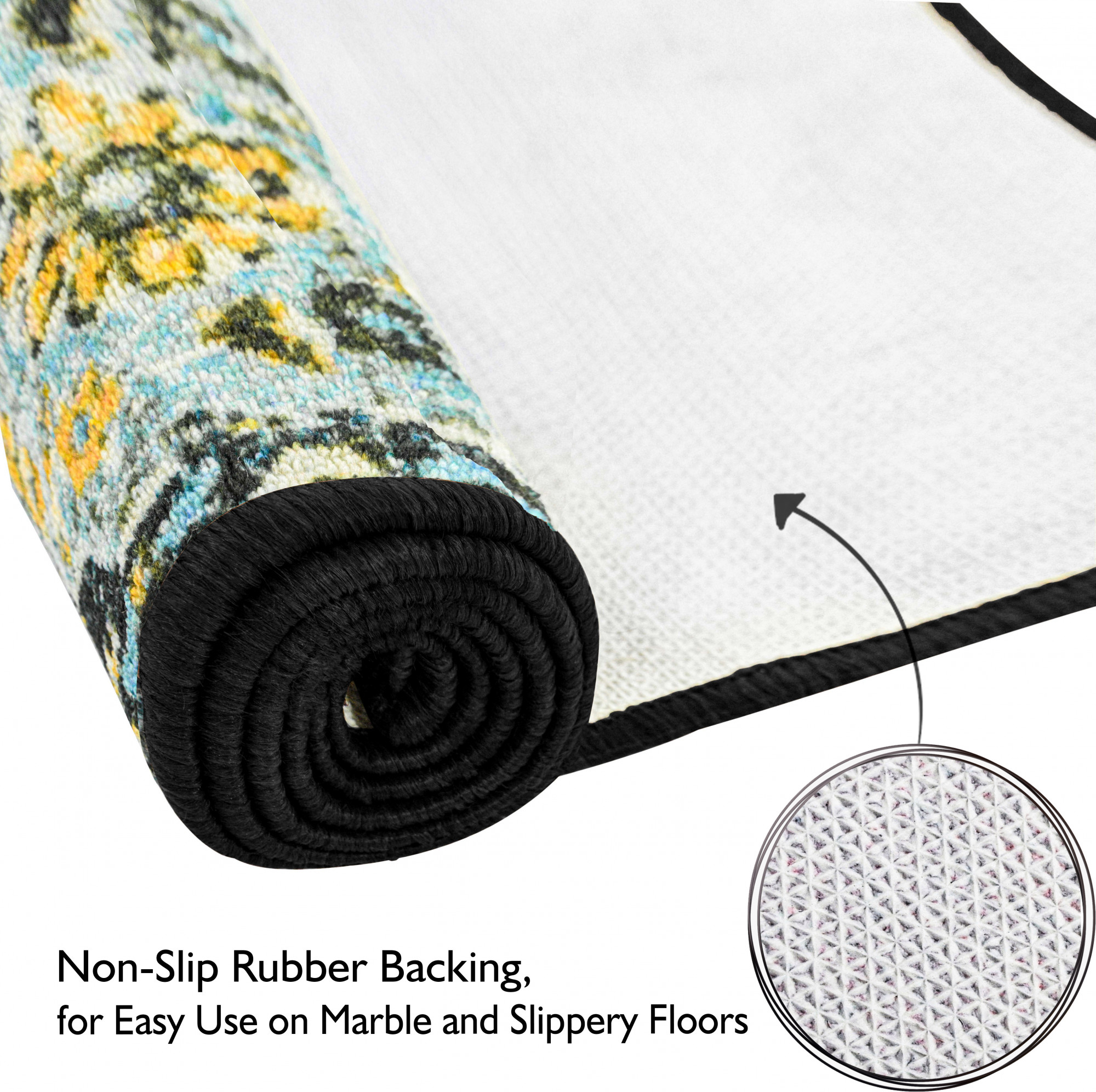 Kuber Industries Bedside Runner | Microfiber Carpet for Bedroom | Anti Skid Runner For Hall | Comfortable Persian Texture Runner Home Décor | 5x2 Feet | Multicolor